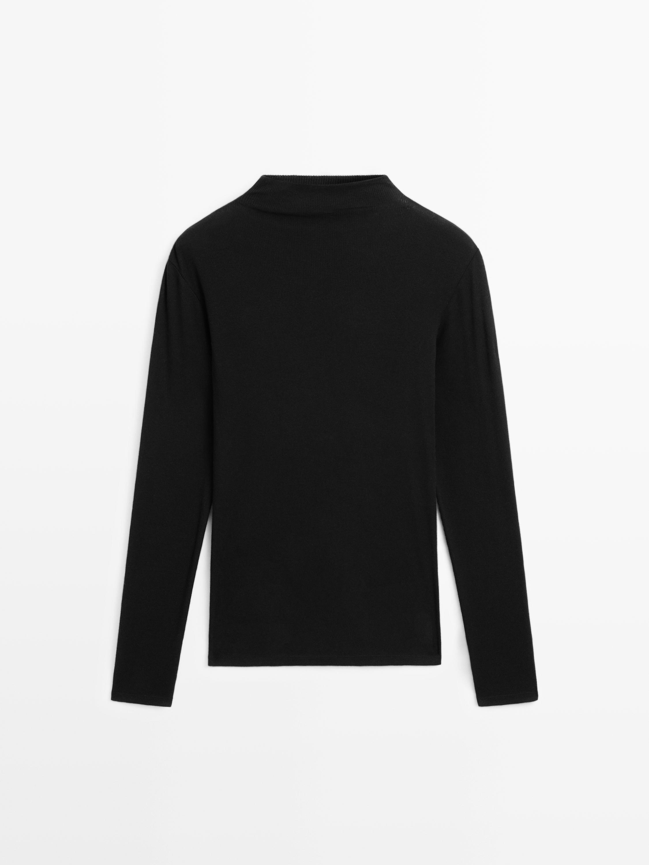 Ribbed long sleeve cotton T-shirt