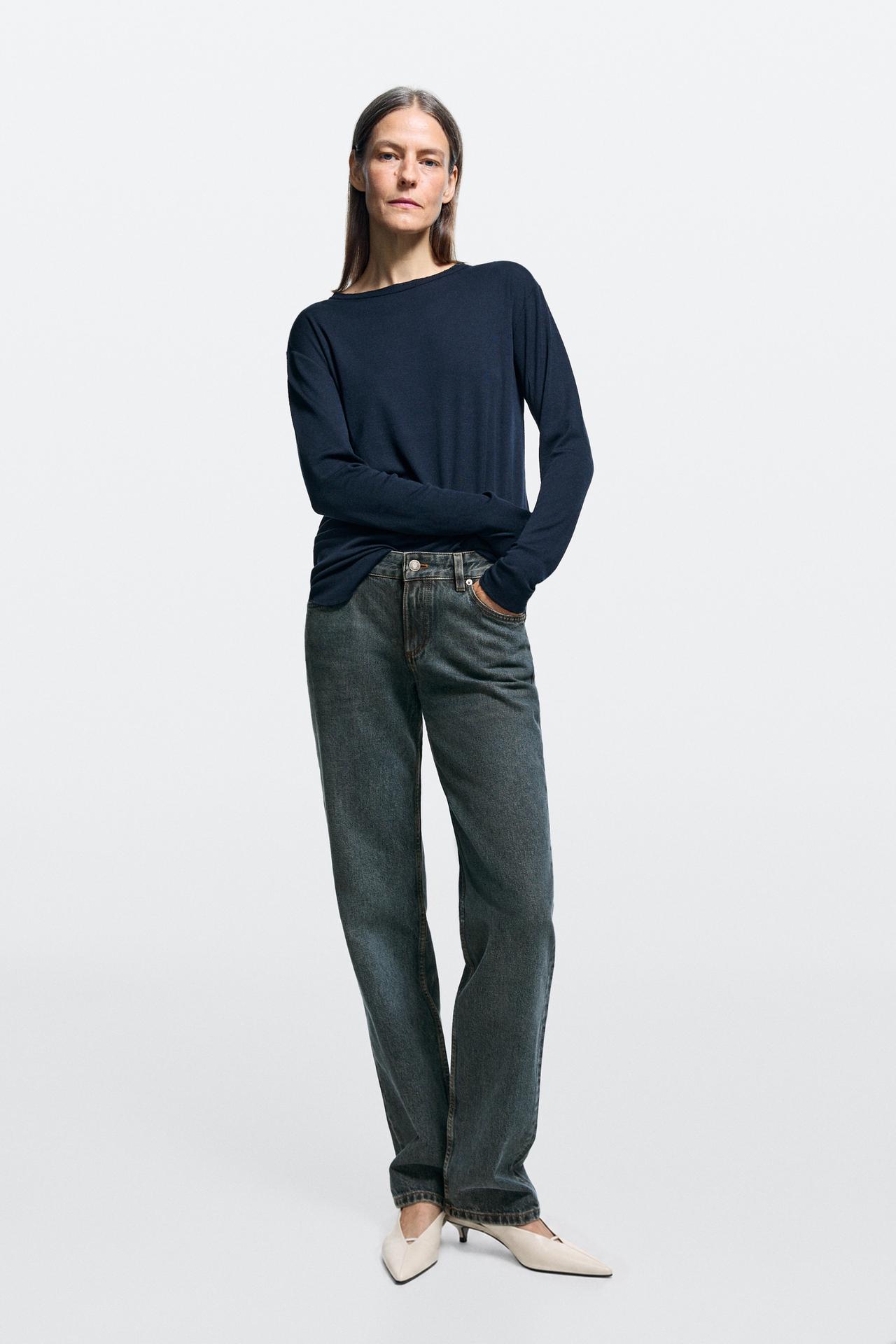 Low-rise straight-leg jeans — Dark blue