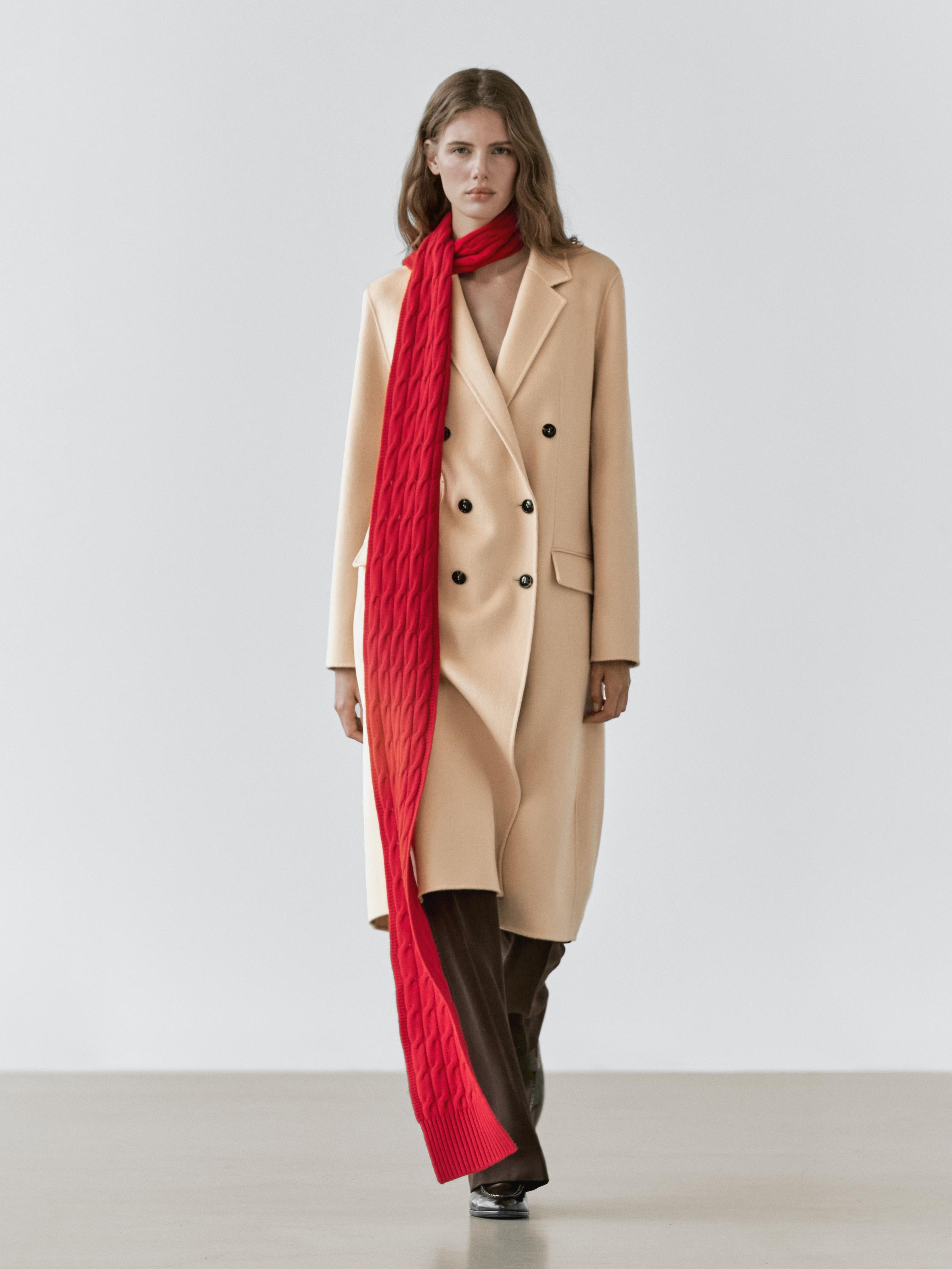 Abrigo largo cruzado mezcla lana