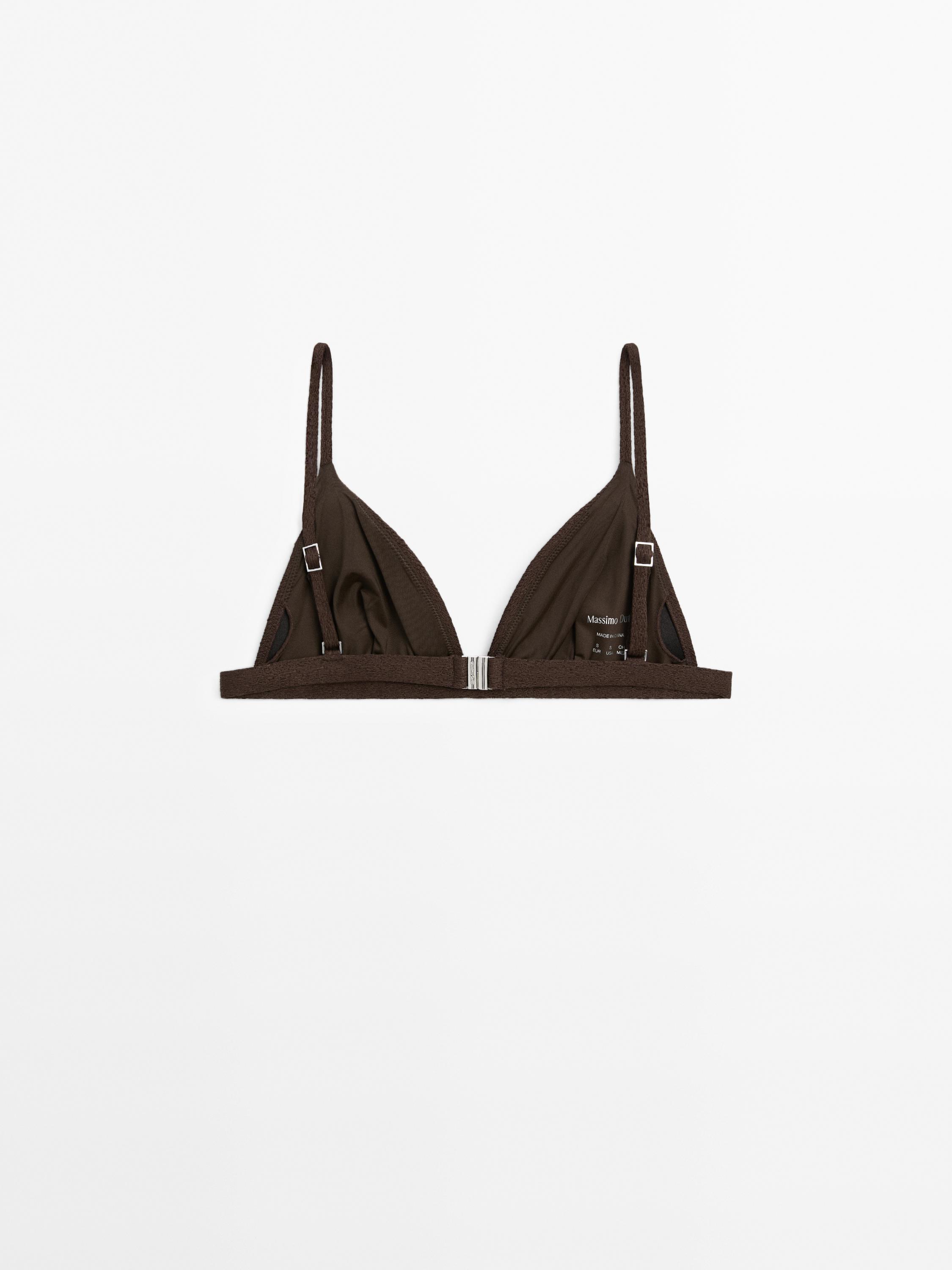 Textured triangle bikini top