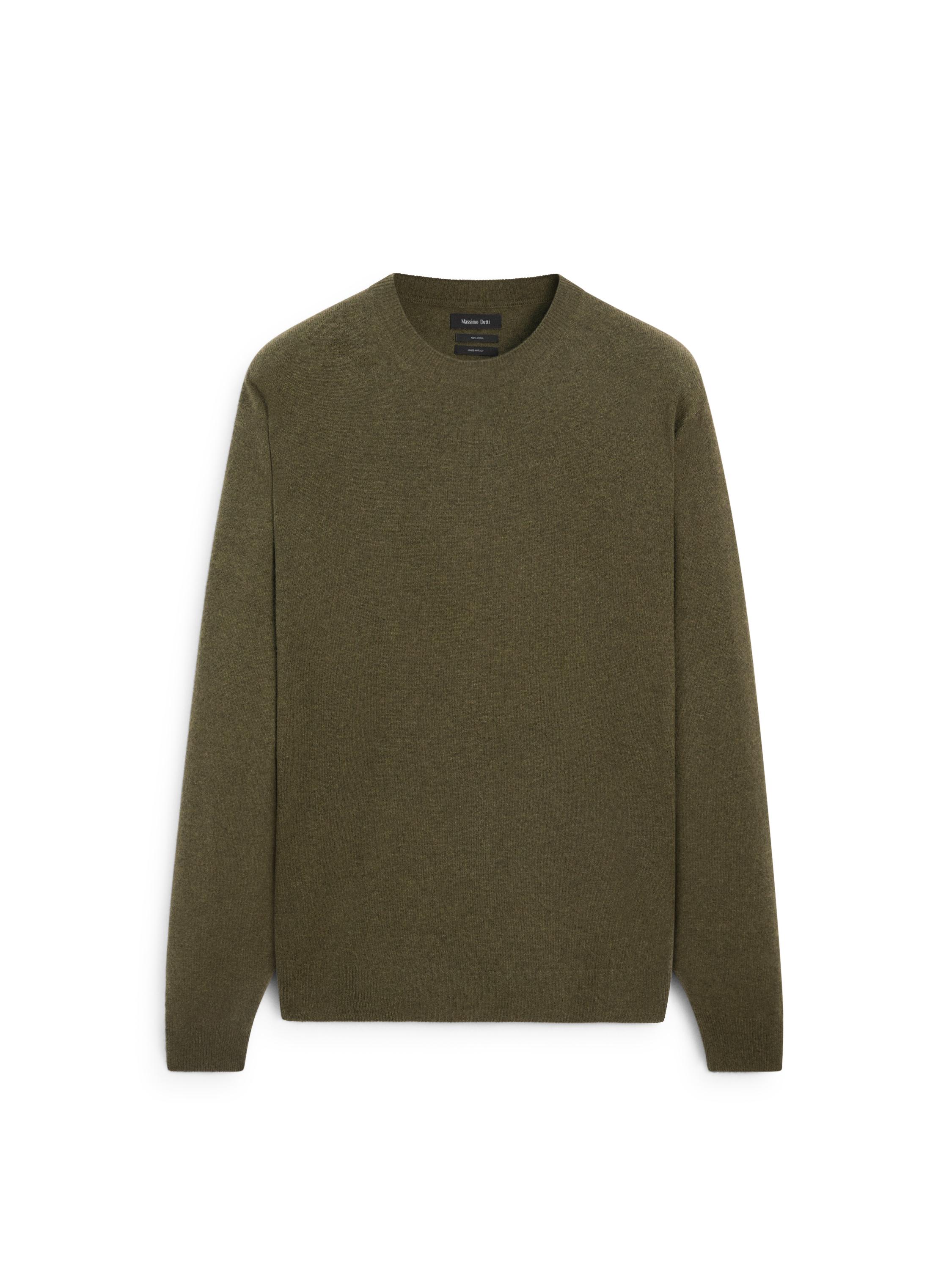 100% wool knit sweater — GREEN MARL