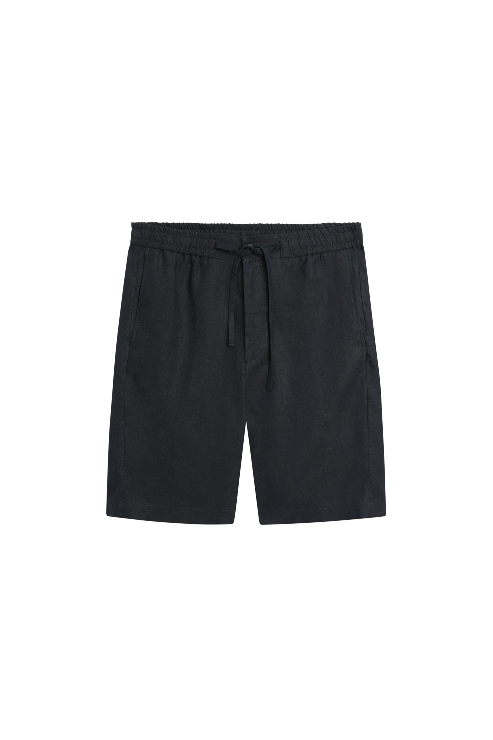 100% linen short Bermuda shorts — NAVY BLUE