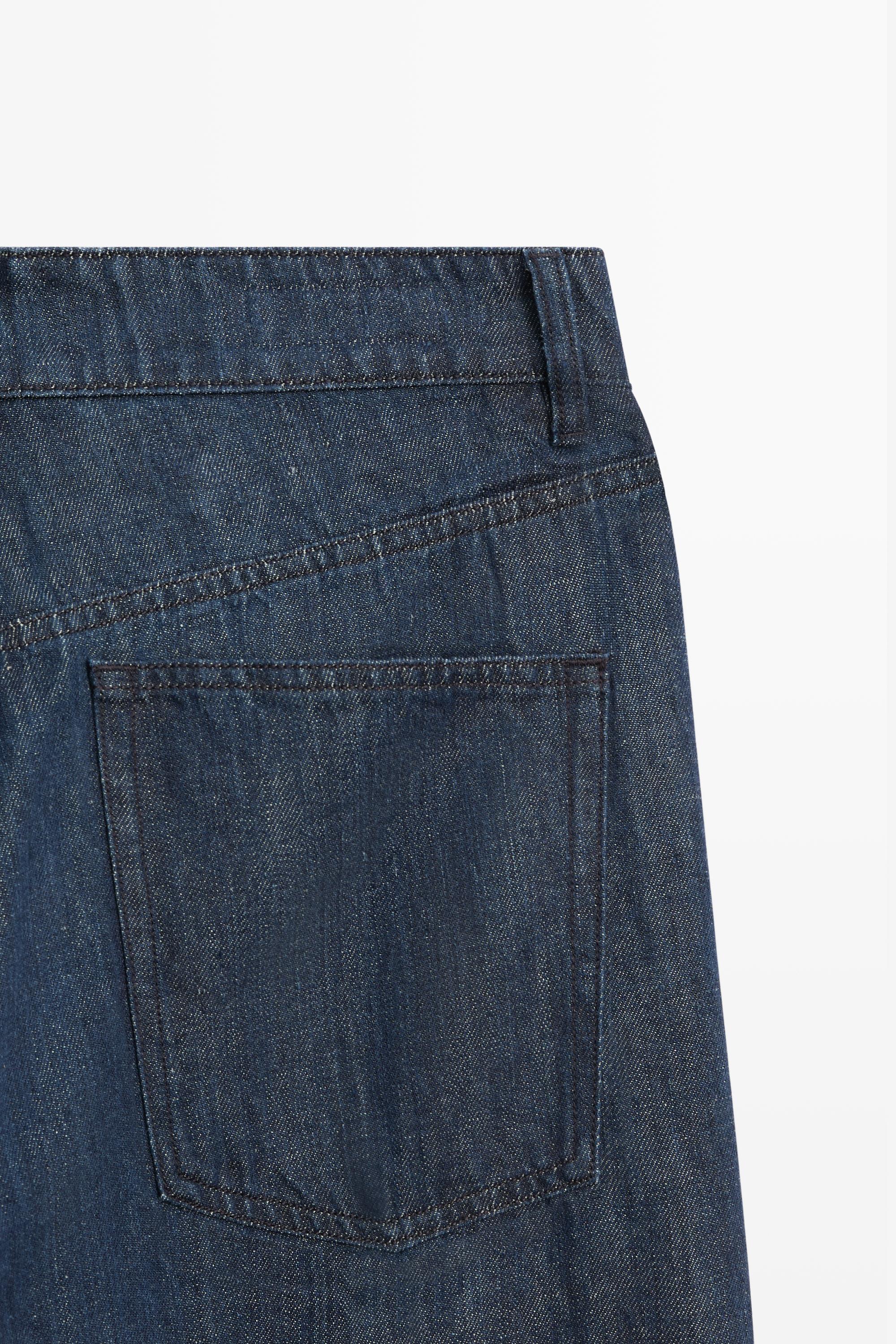 100% linen wide-leg jeans — Light Blue