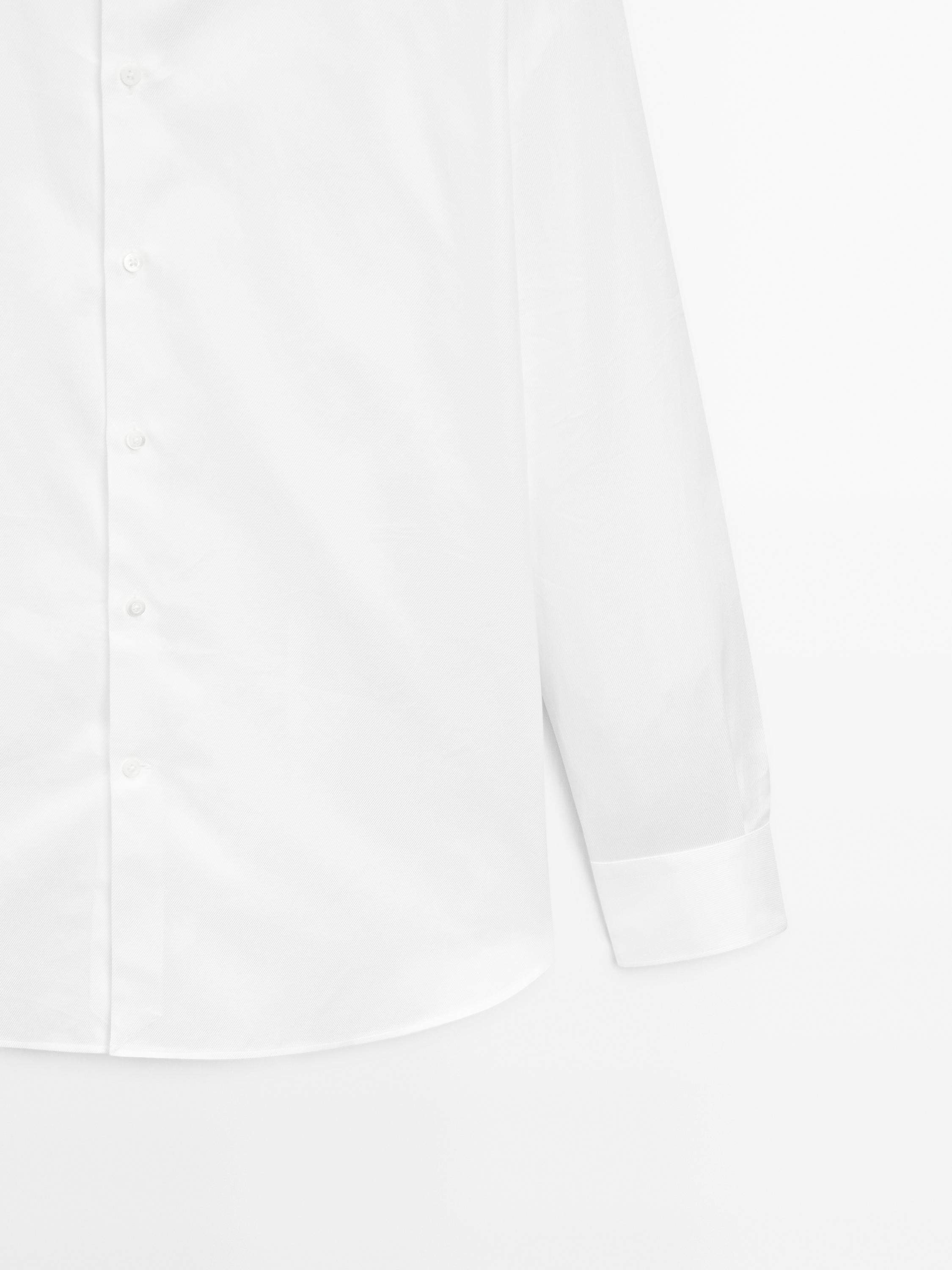 Slim fit 100% cotton twill shirt — WHITE