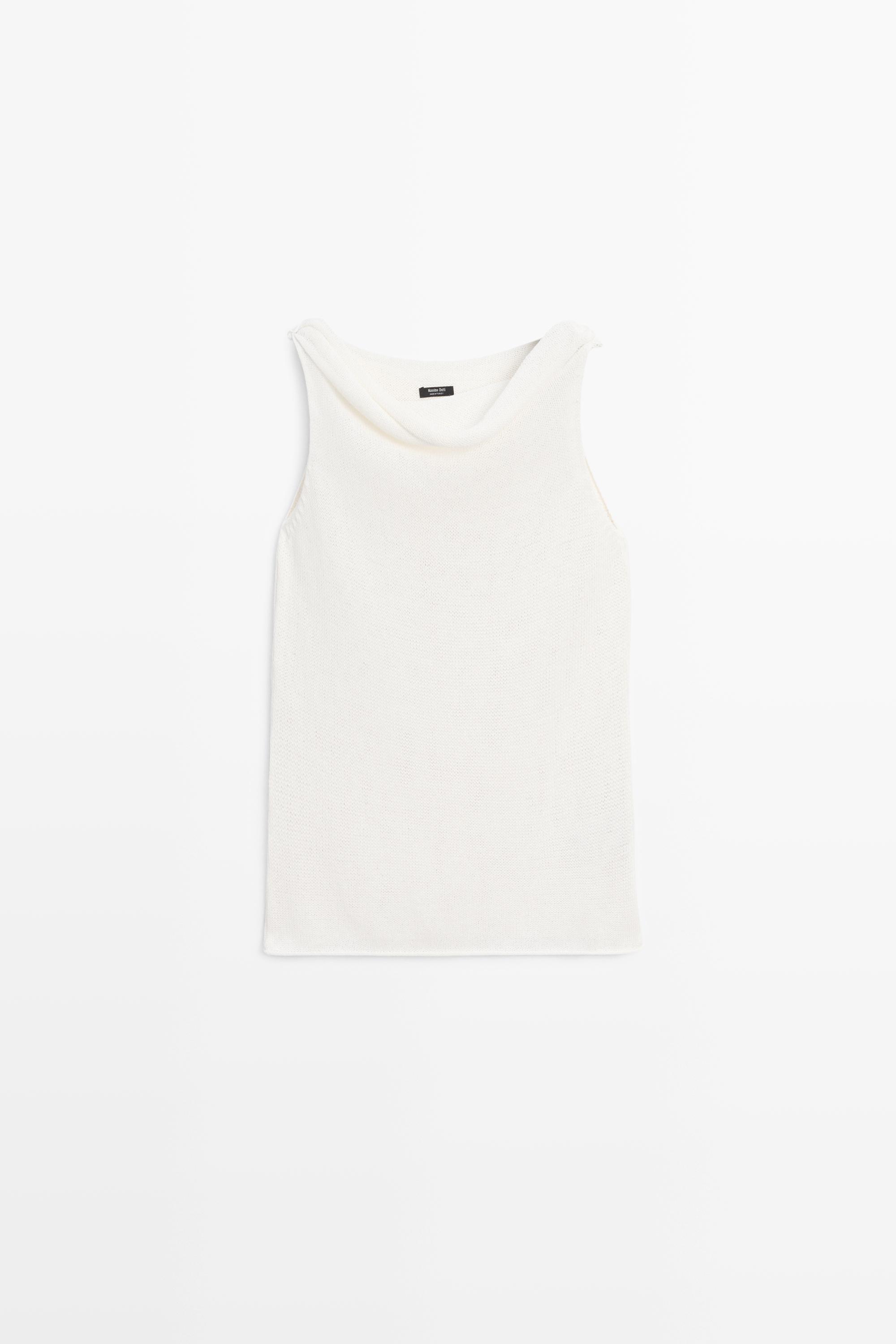 Schulterfreies geripptes Stricktop