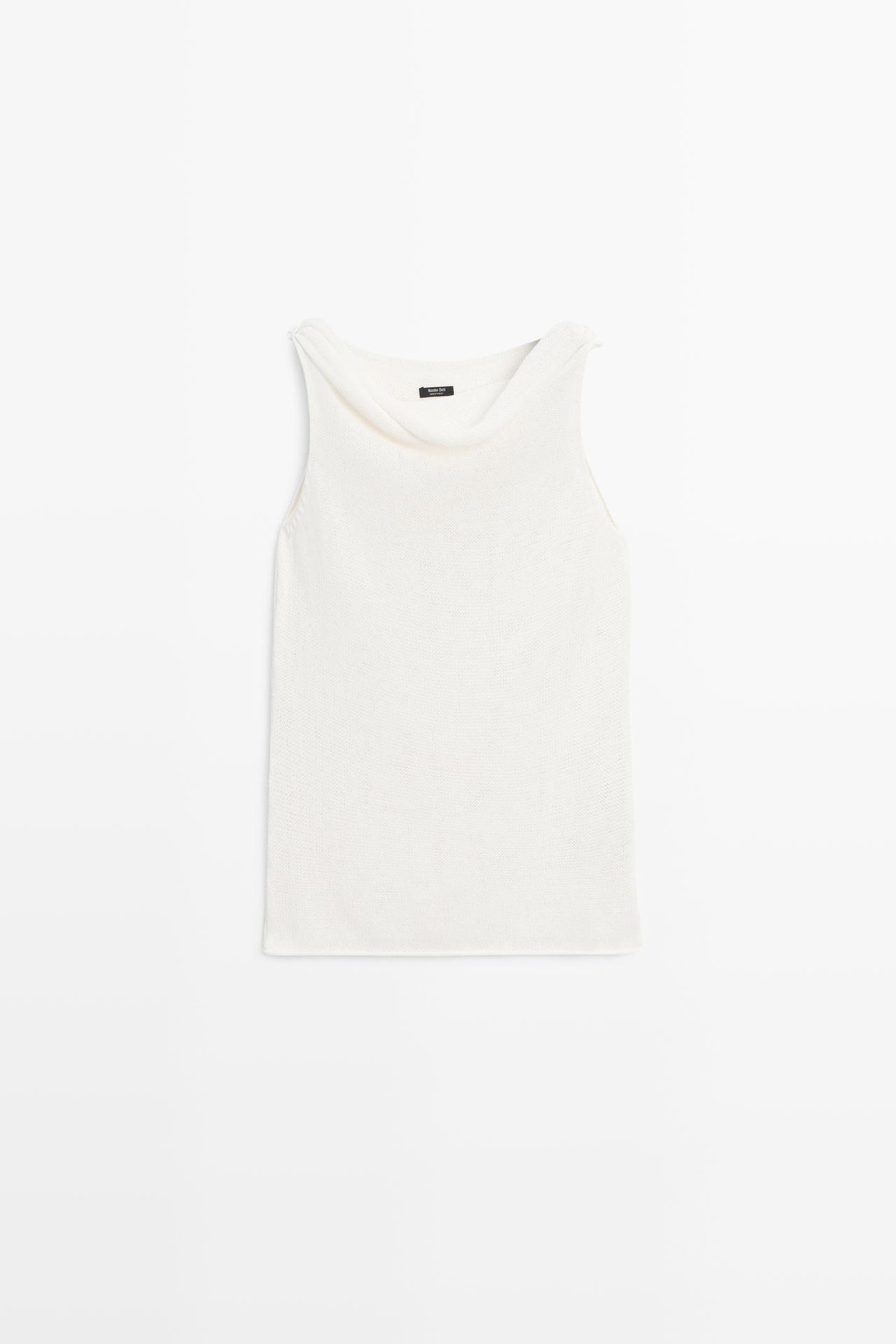 Ribbed knit bandeau top — CREAM