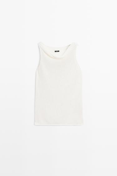 Ribbed knit bandeau top — CREAM 2