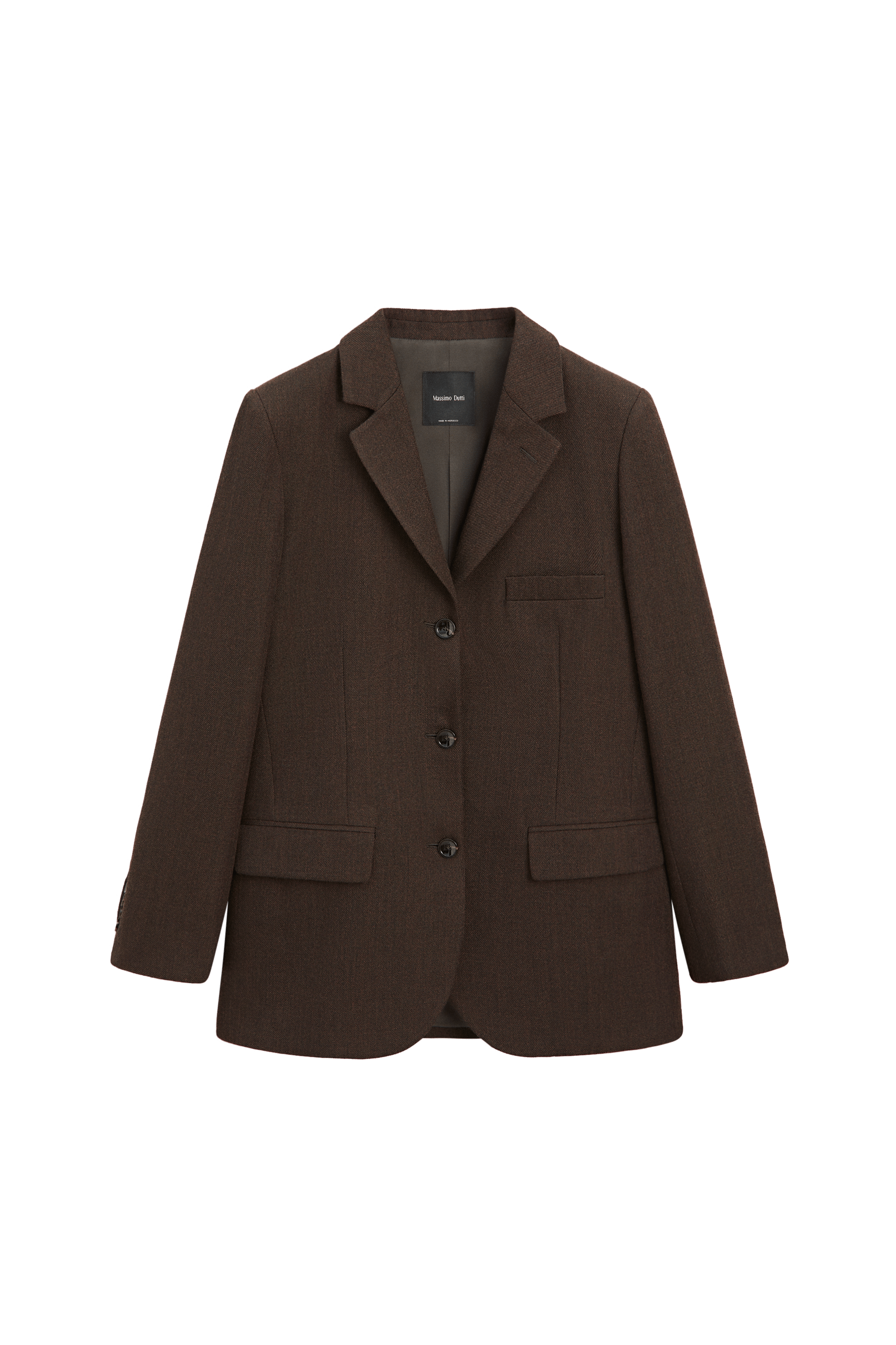 Massimo Dutti Düğme detaylı %100 yün blazer görsel 5