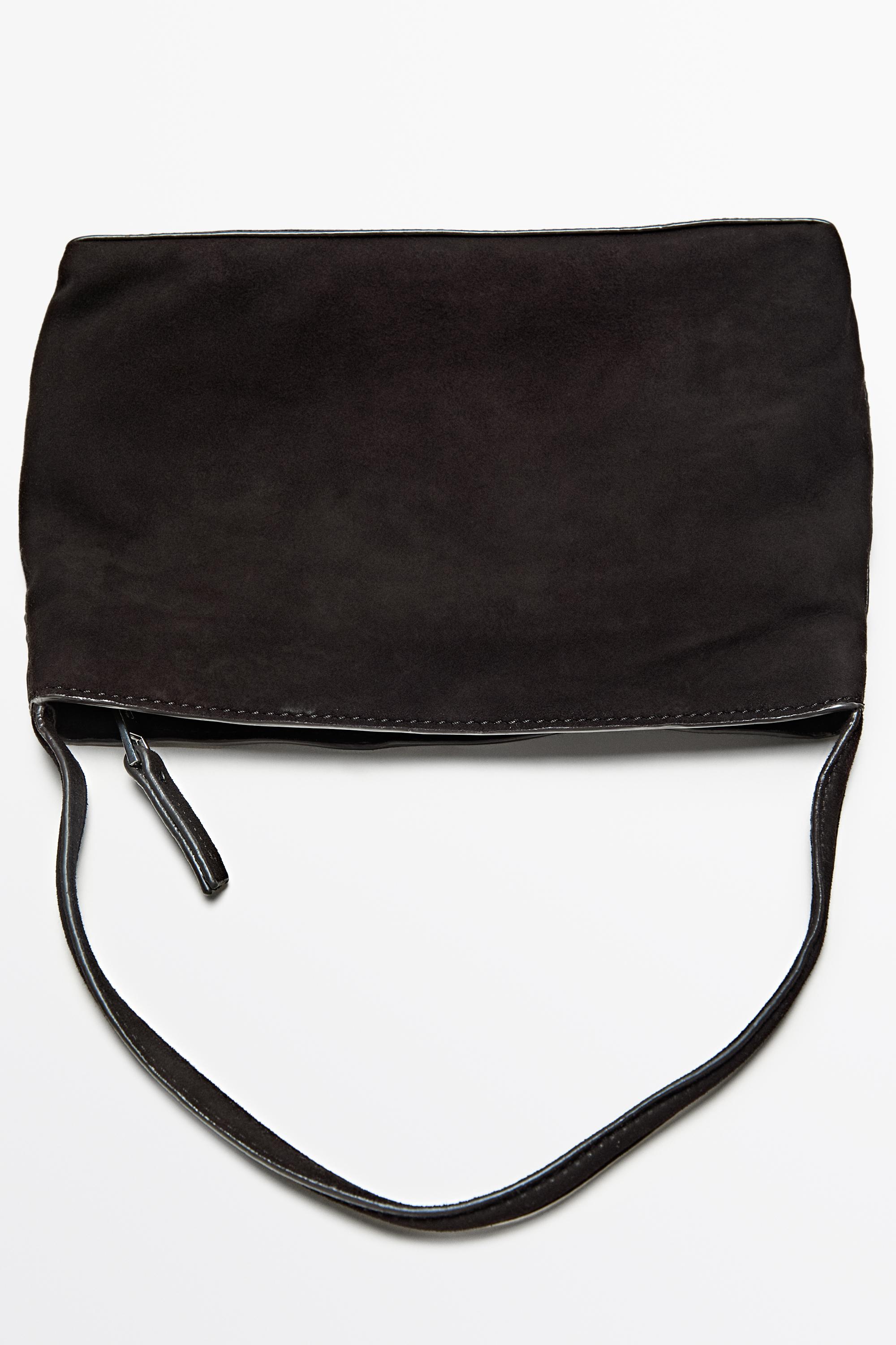 Small split suede leather shoulder bag — Chocolate