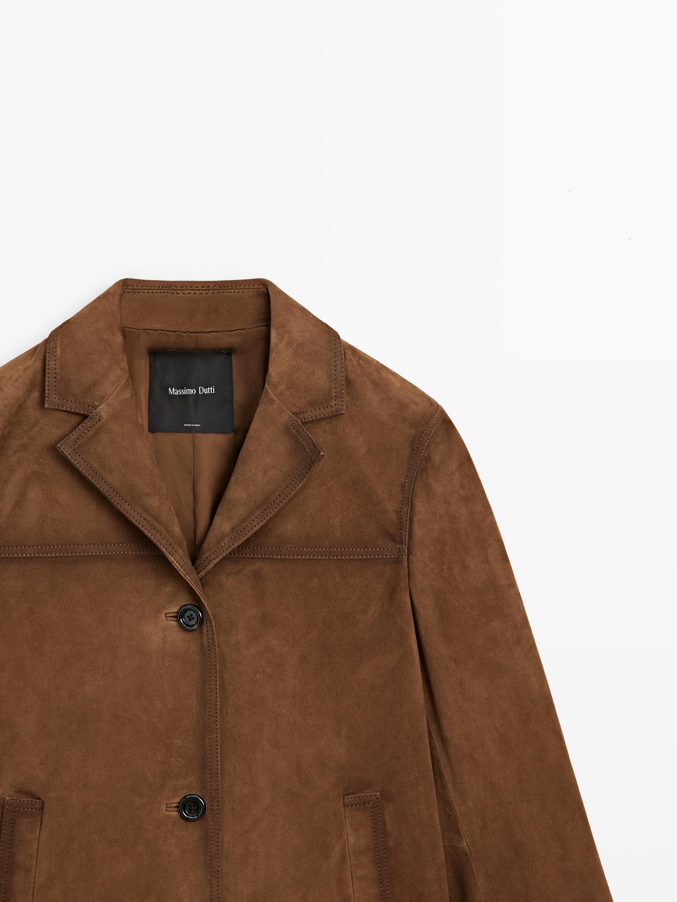 Blazer avec poches en cuir finition daim