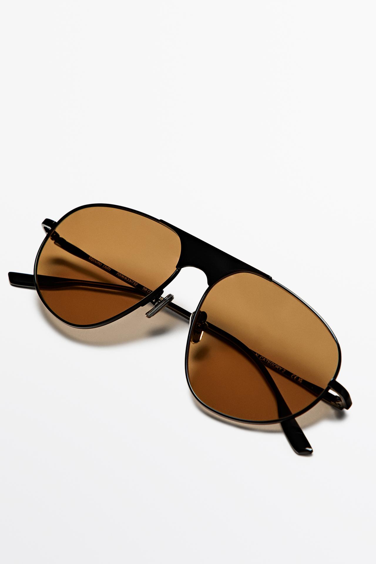 Metallic aviator sunglasses — Caramel