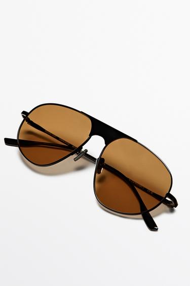 Metallic aviator sunglasses — Caramel 4