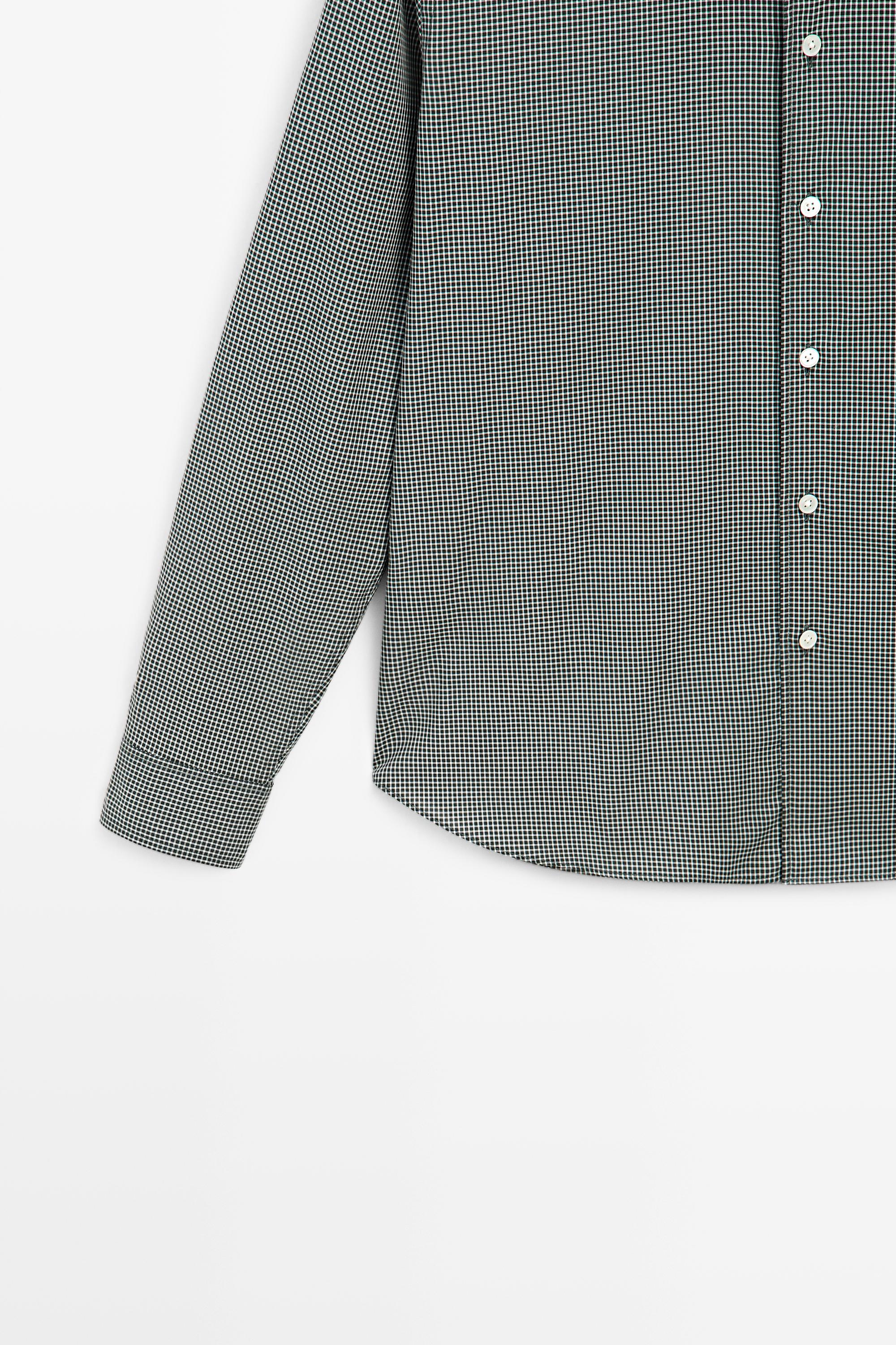 100% cotton check regular fit shirt — BOTTLE GREEN