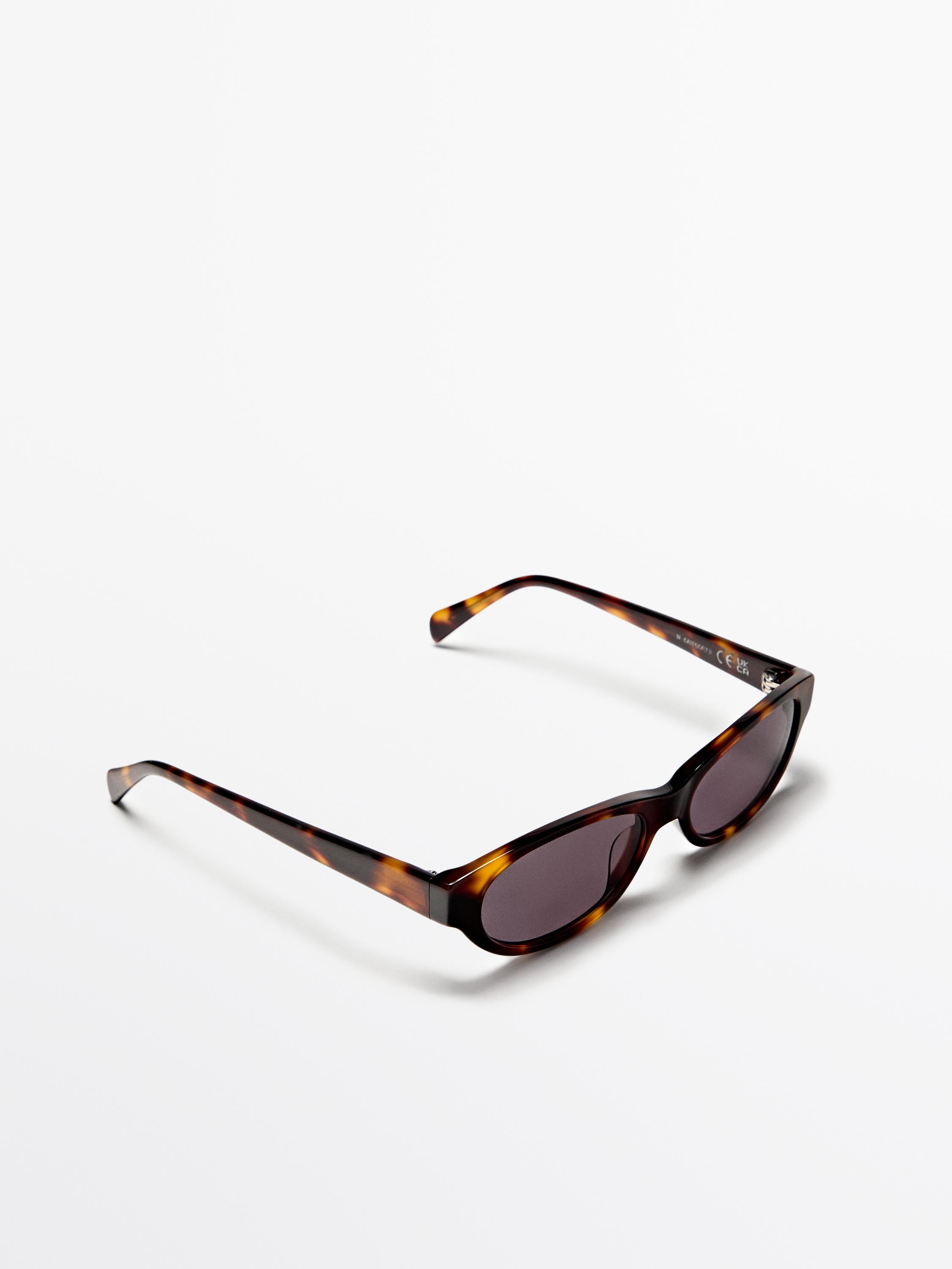 Narrow tortoiseshell-effect sunglasses