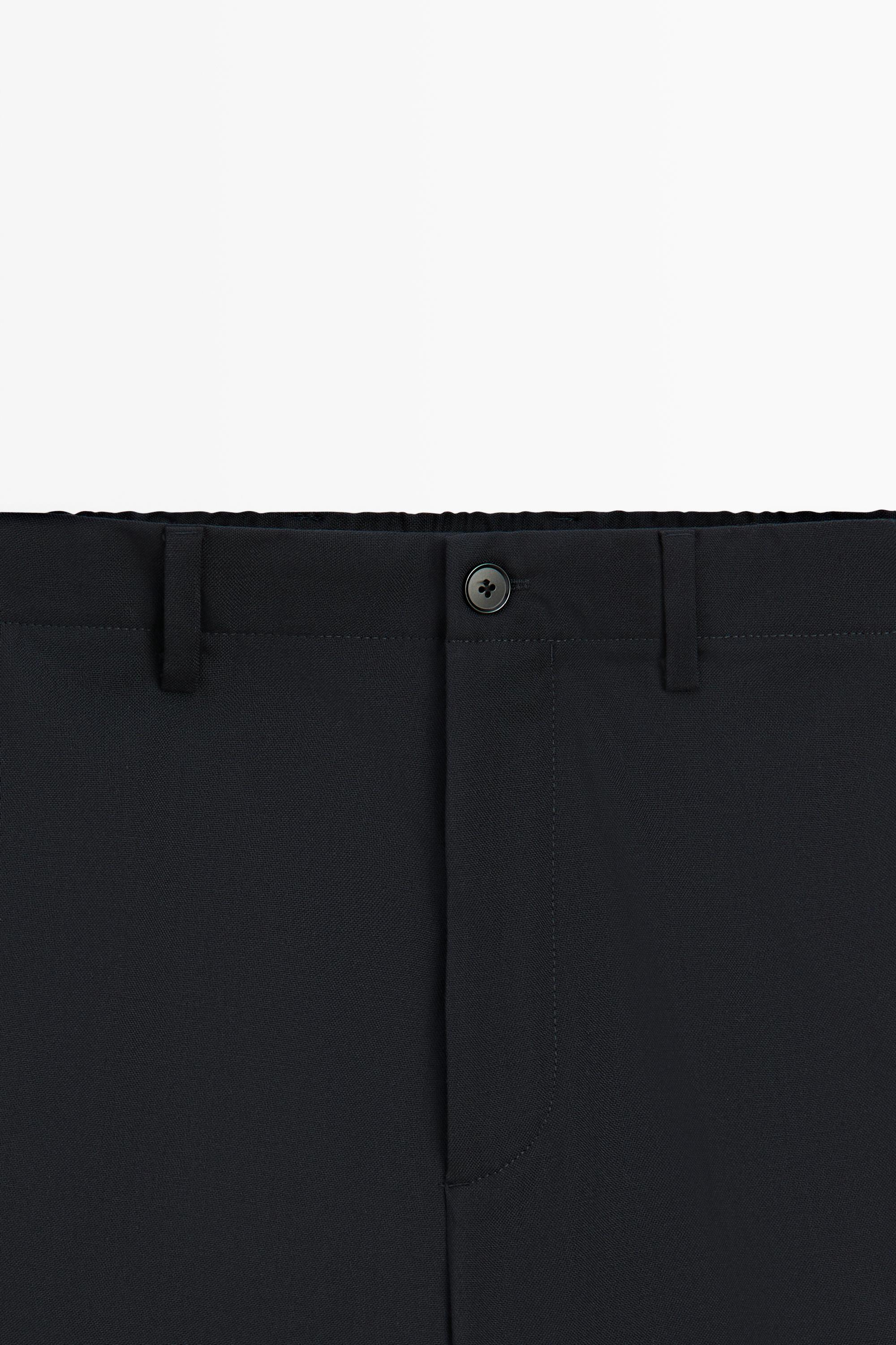 100% cool wool textured pants — DEEP BLUE