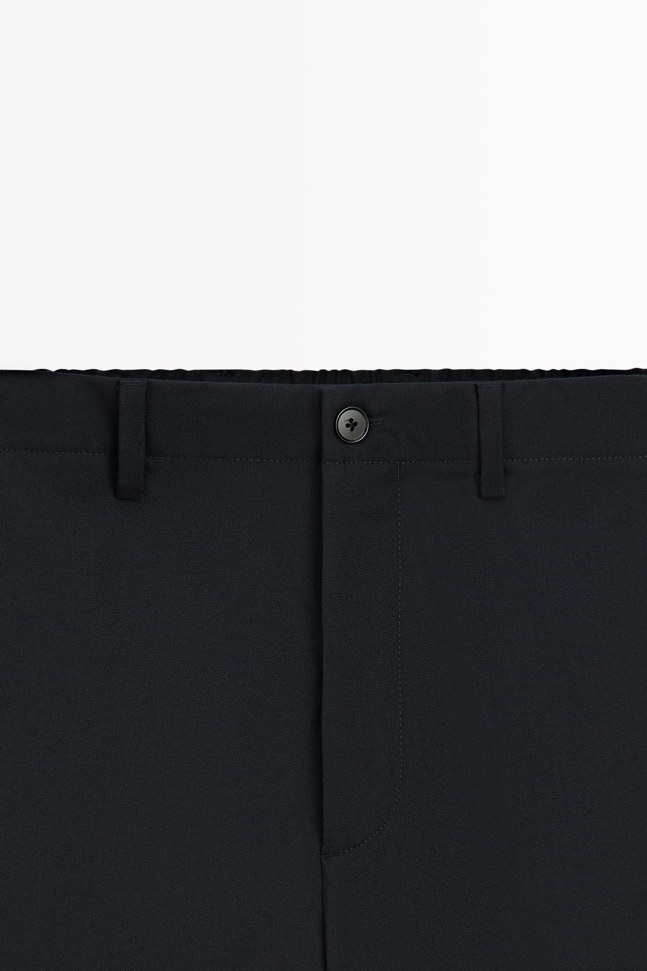 100% cool wool textured pants — DEEP BLUE