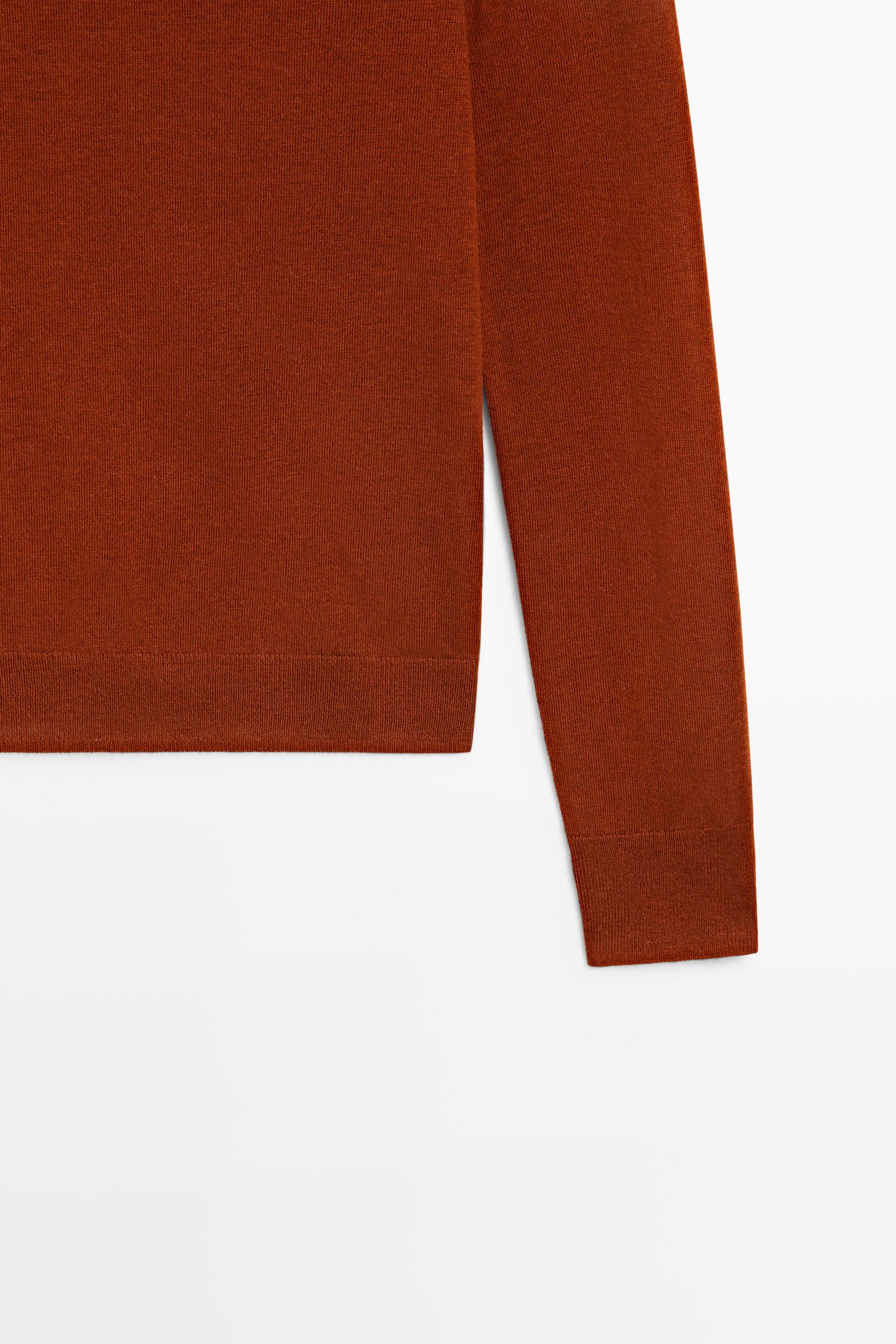 Wool-blend turtleneck knit sweater — COPPER