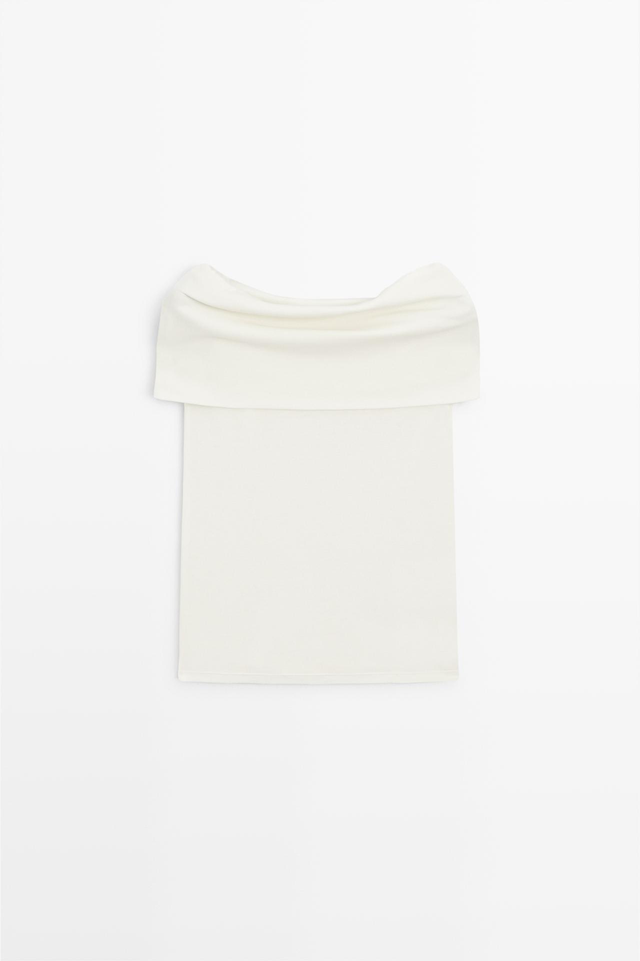 Cotton off-the-shoulder top — Off white