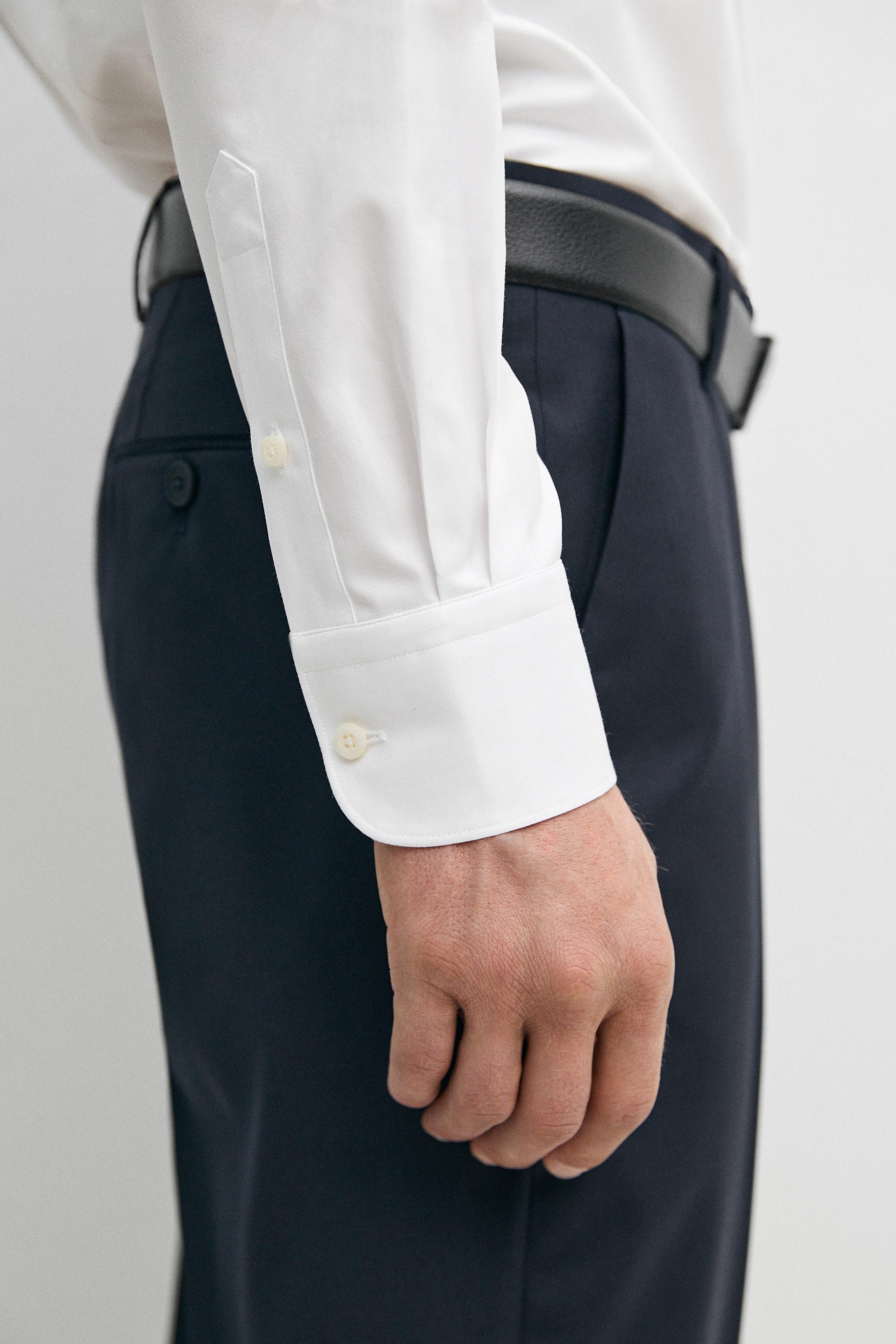 Slim fit 100% cotton shirt — WHITE