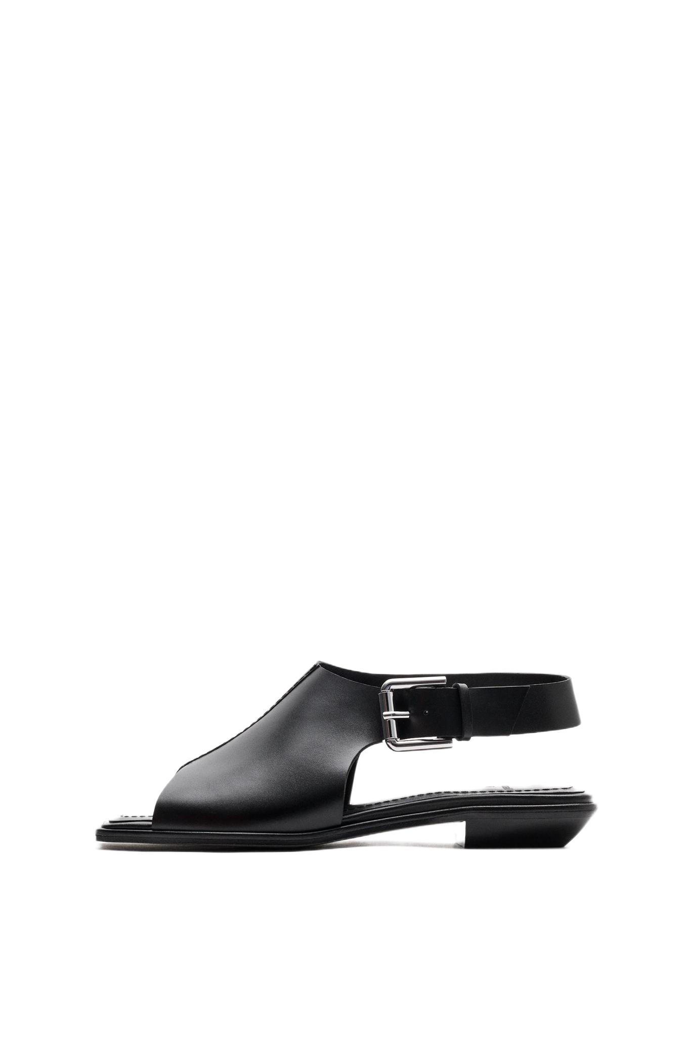 Leather sandal - STUDIO — BLACK