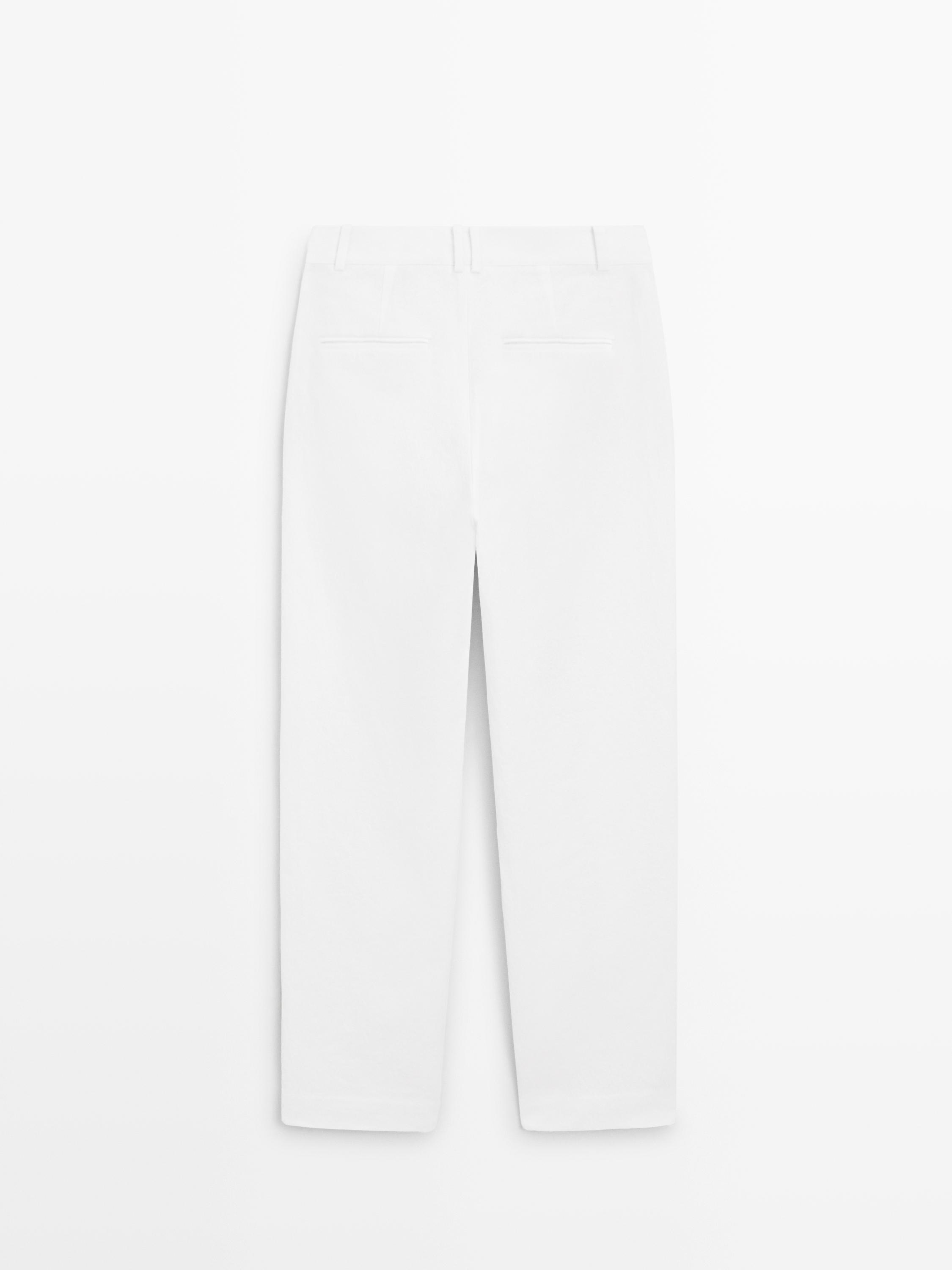 Slim fit linen blend trousers — Off white