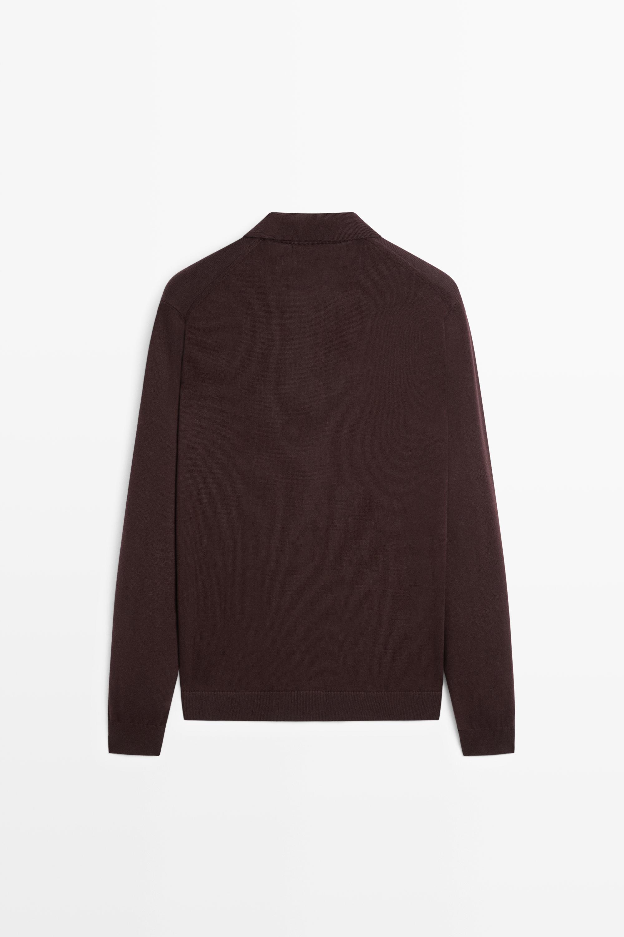 100% cotton knit polo sweater — MAROON