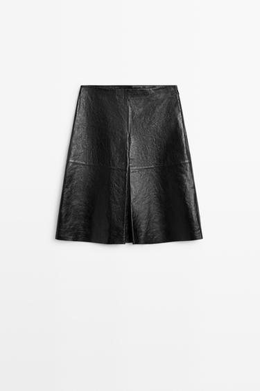 Short nappa leather skirt — BLACK 2