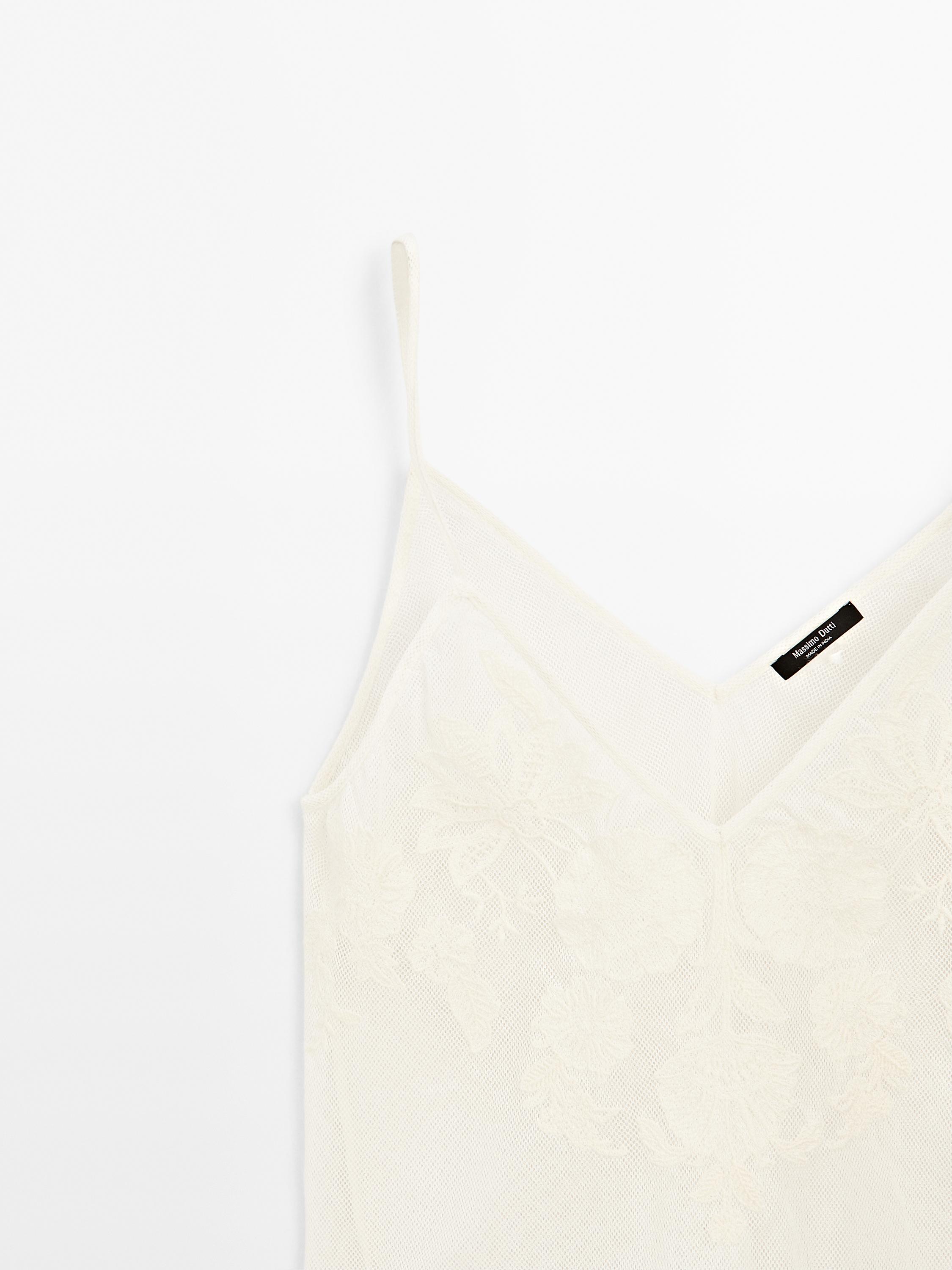 Strappy crop top with embroidered detail