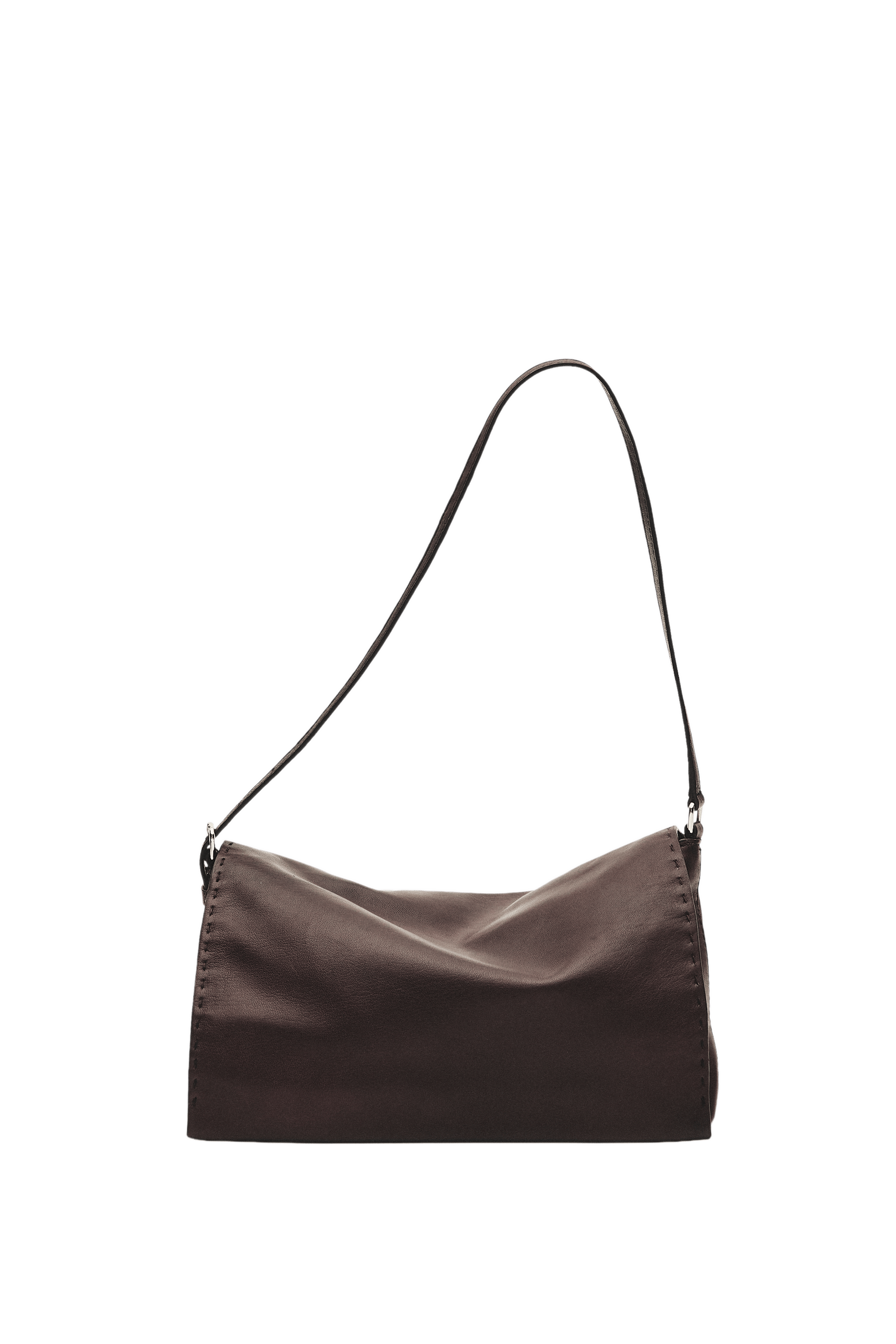 Nappa leather crossbody bag with topstitching