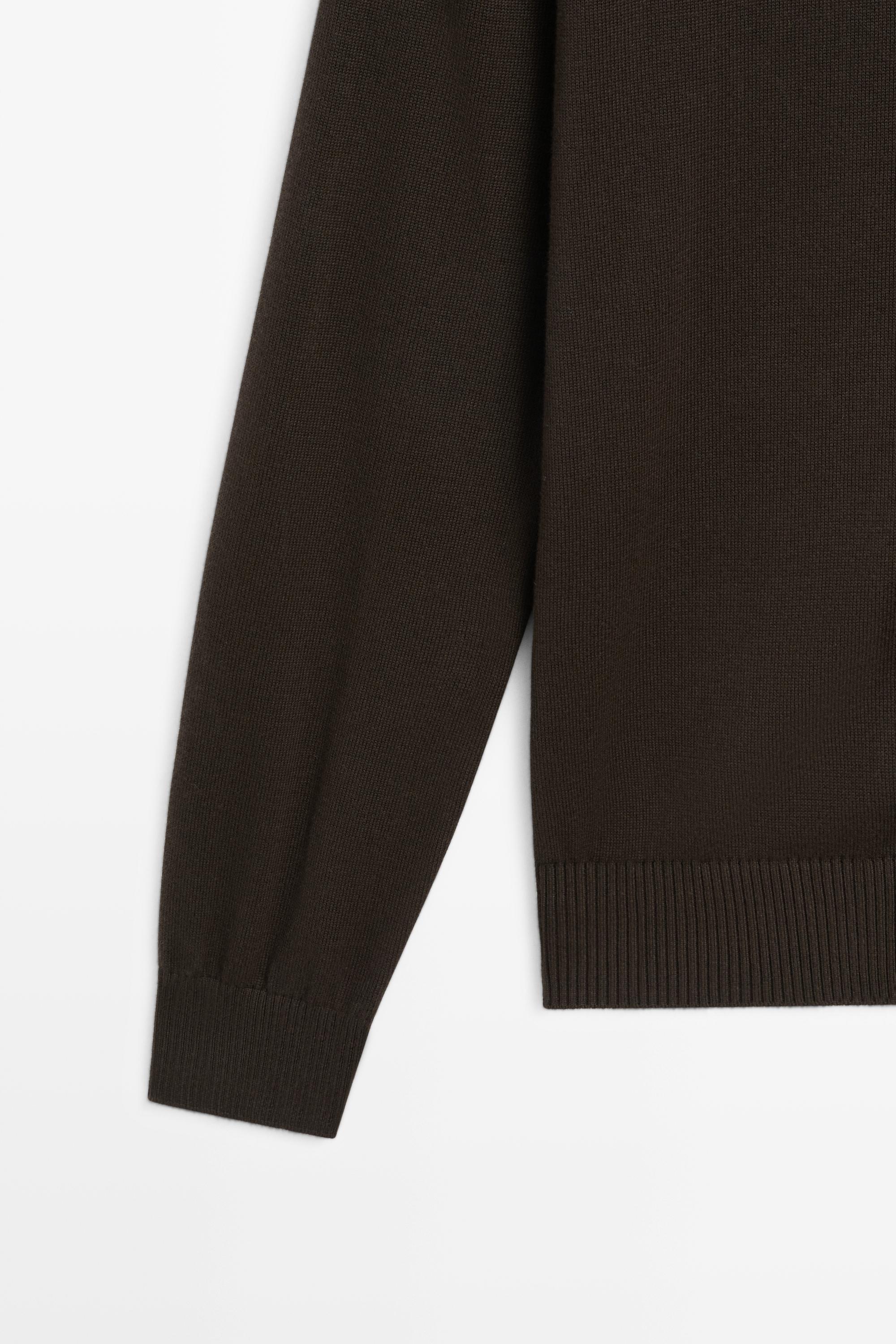 100% cotton knit cardigan — BROWN MARL