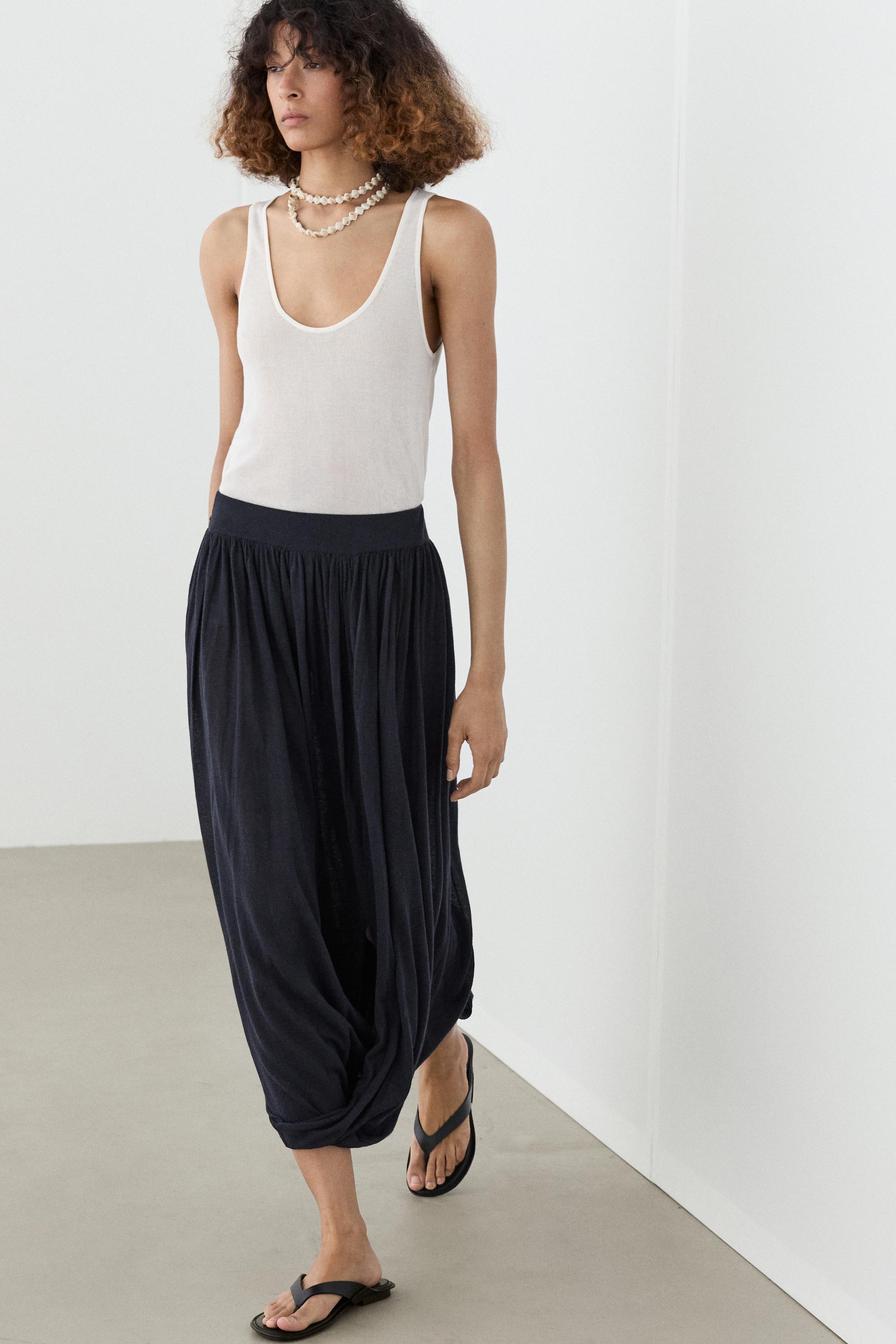 Draped balloon midi skirt — NAVY BLUE