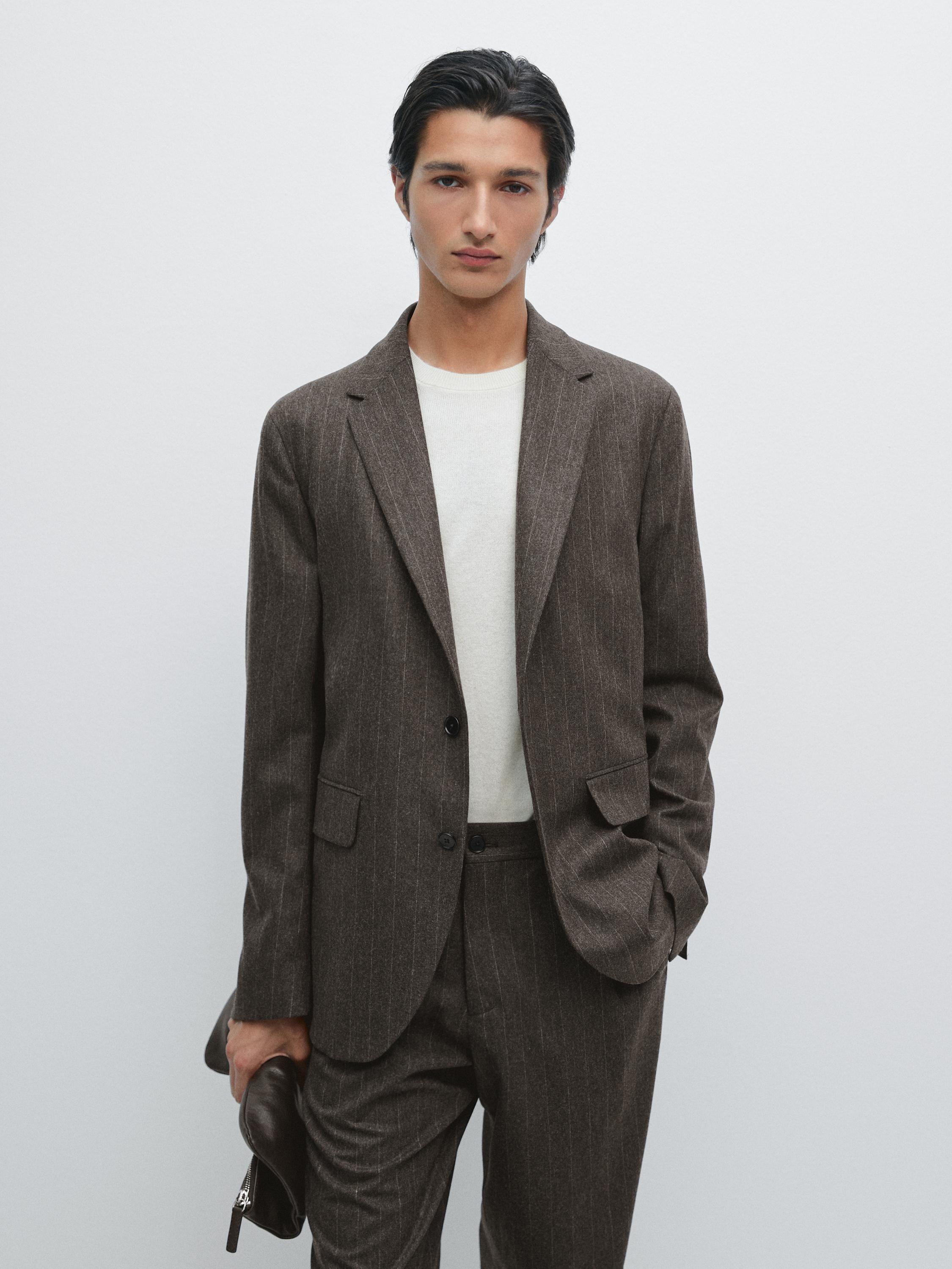 Striped wool blend suit blazer