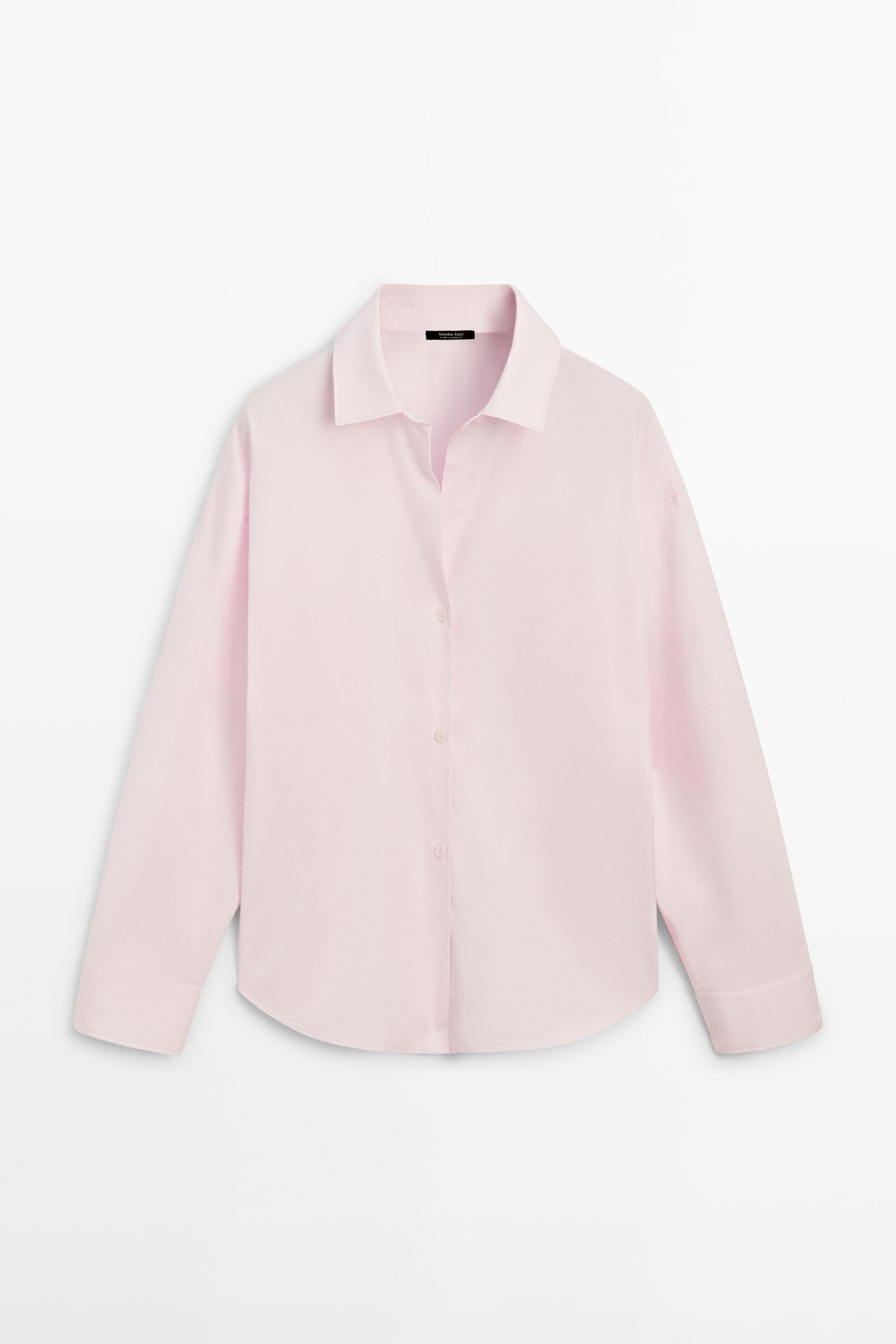 Cotton poplin shirt with dart detail — PINK