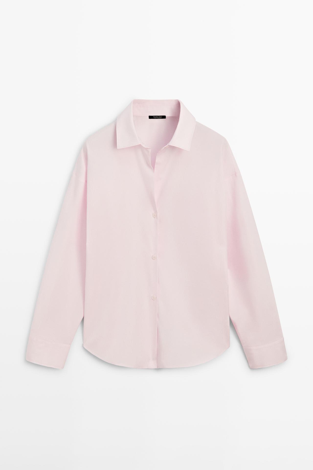 Cotton poplin shirt with dart detail — PINK
