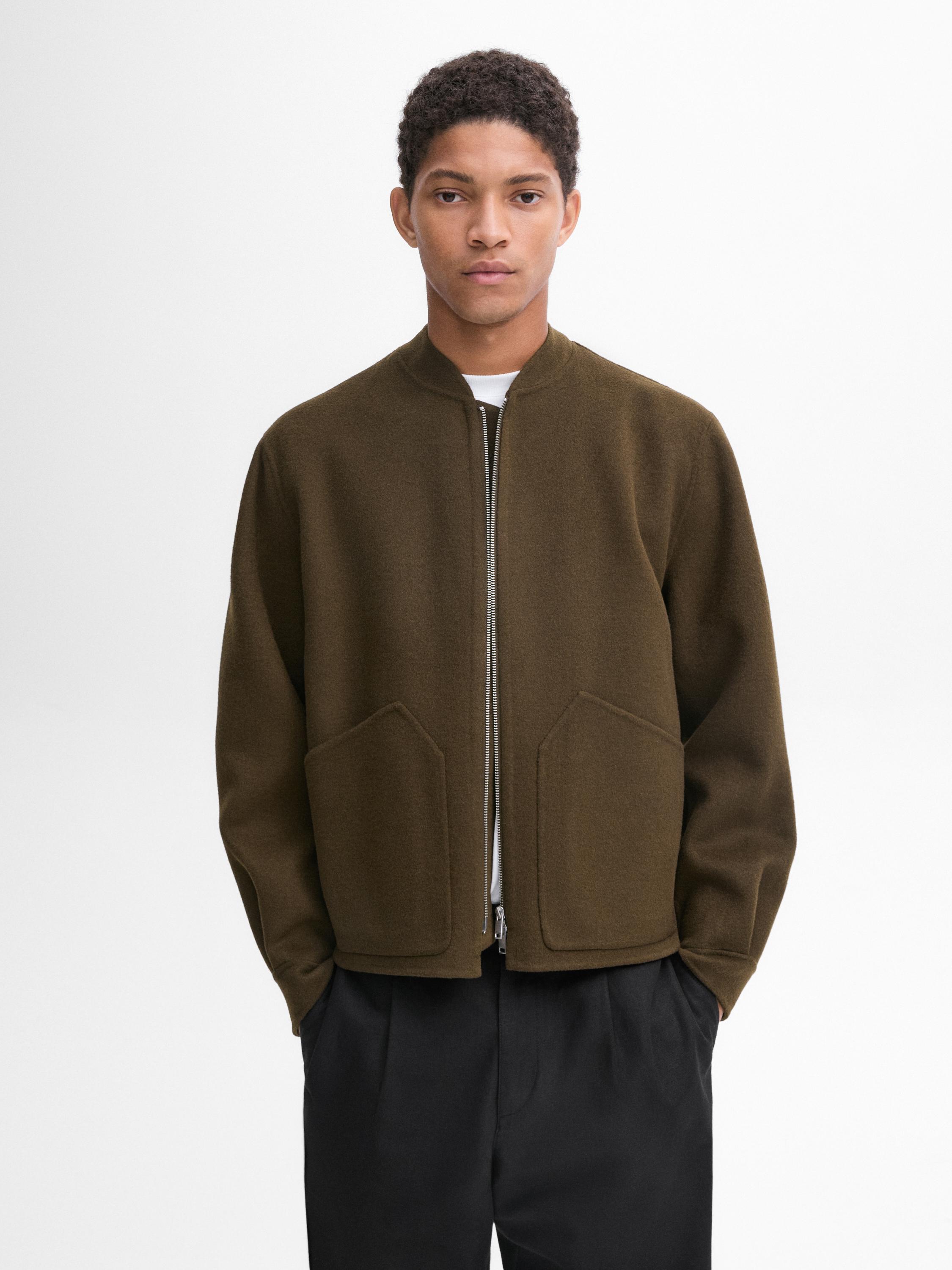 Wool blend bomber jacket