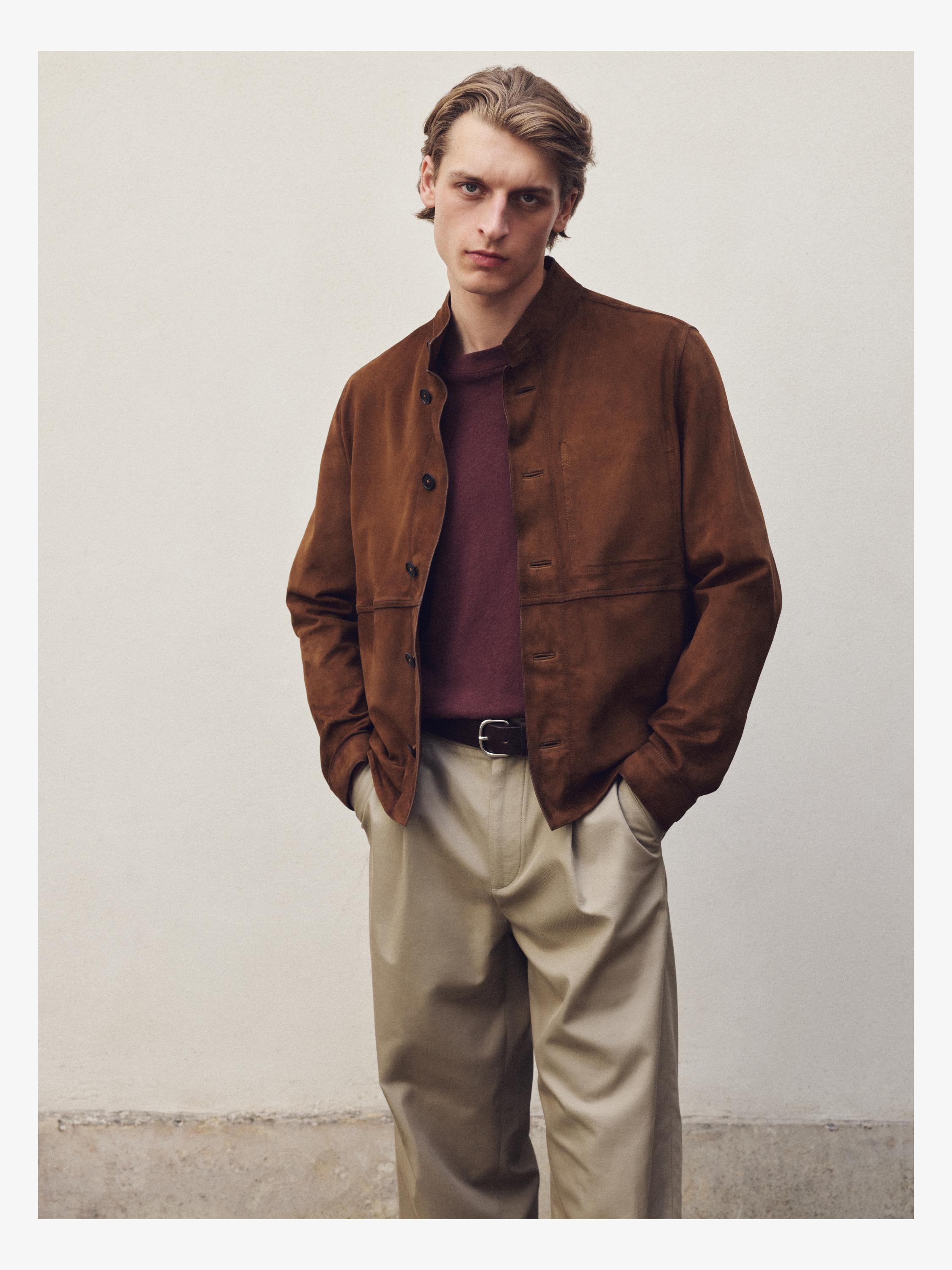 Veste en cuir finition daim