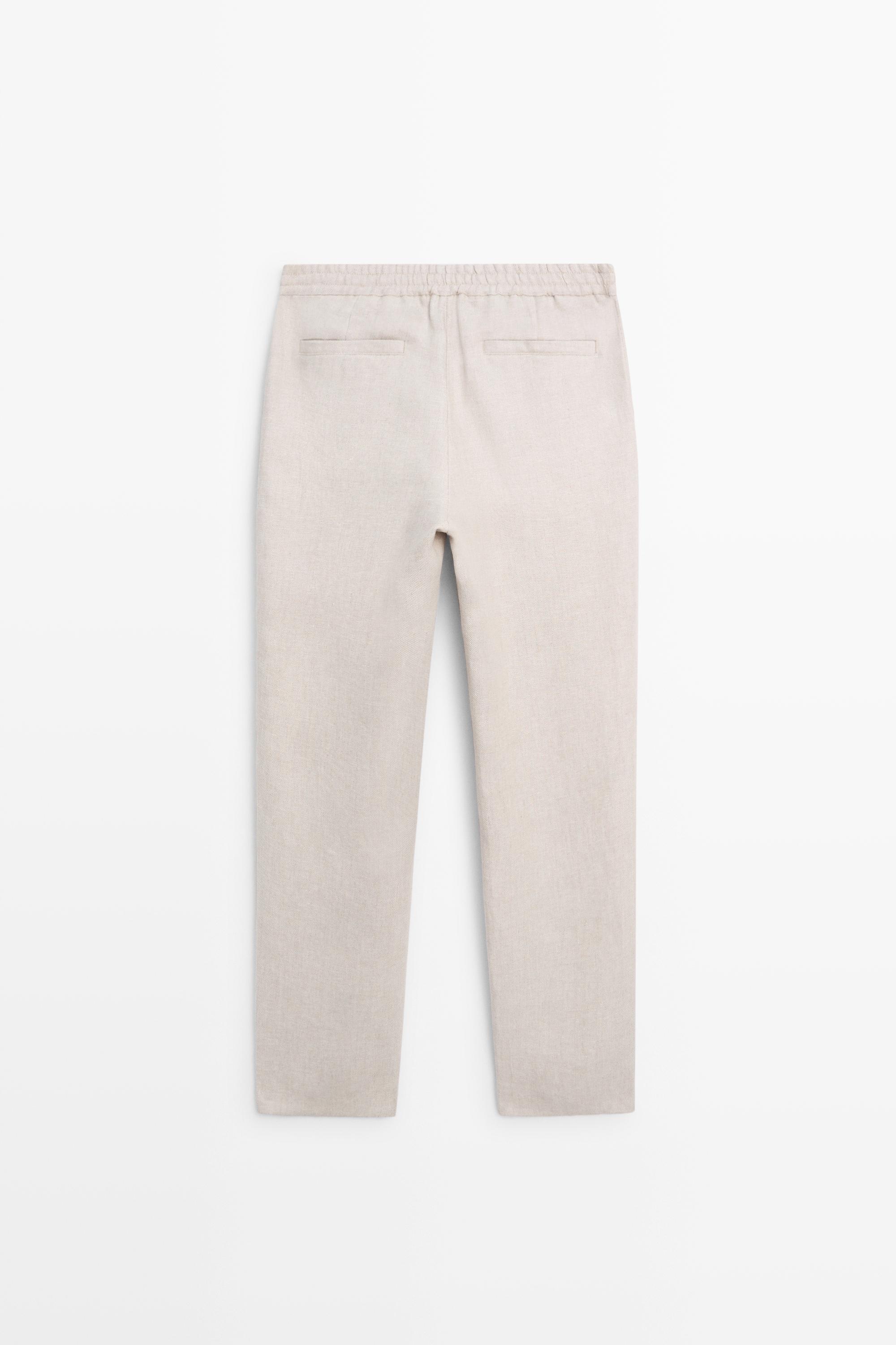 100% linen textured co-ord pants — CREAM