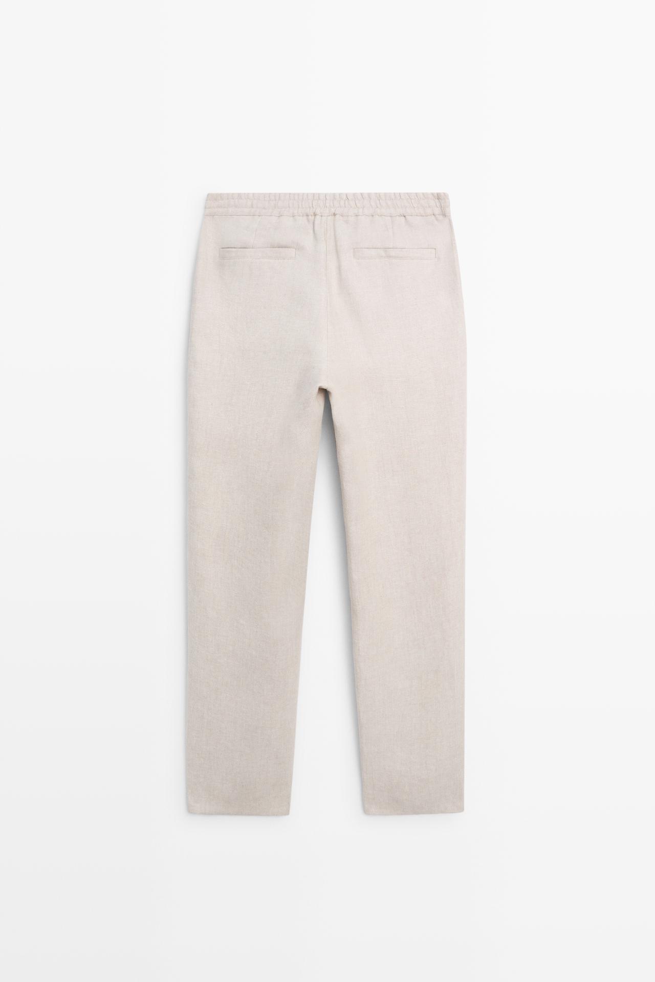 100% linen textured co-ord pants — CREAM