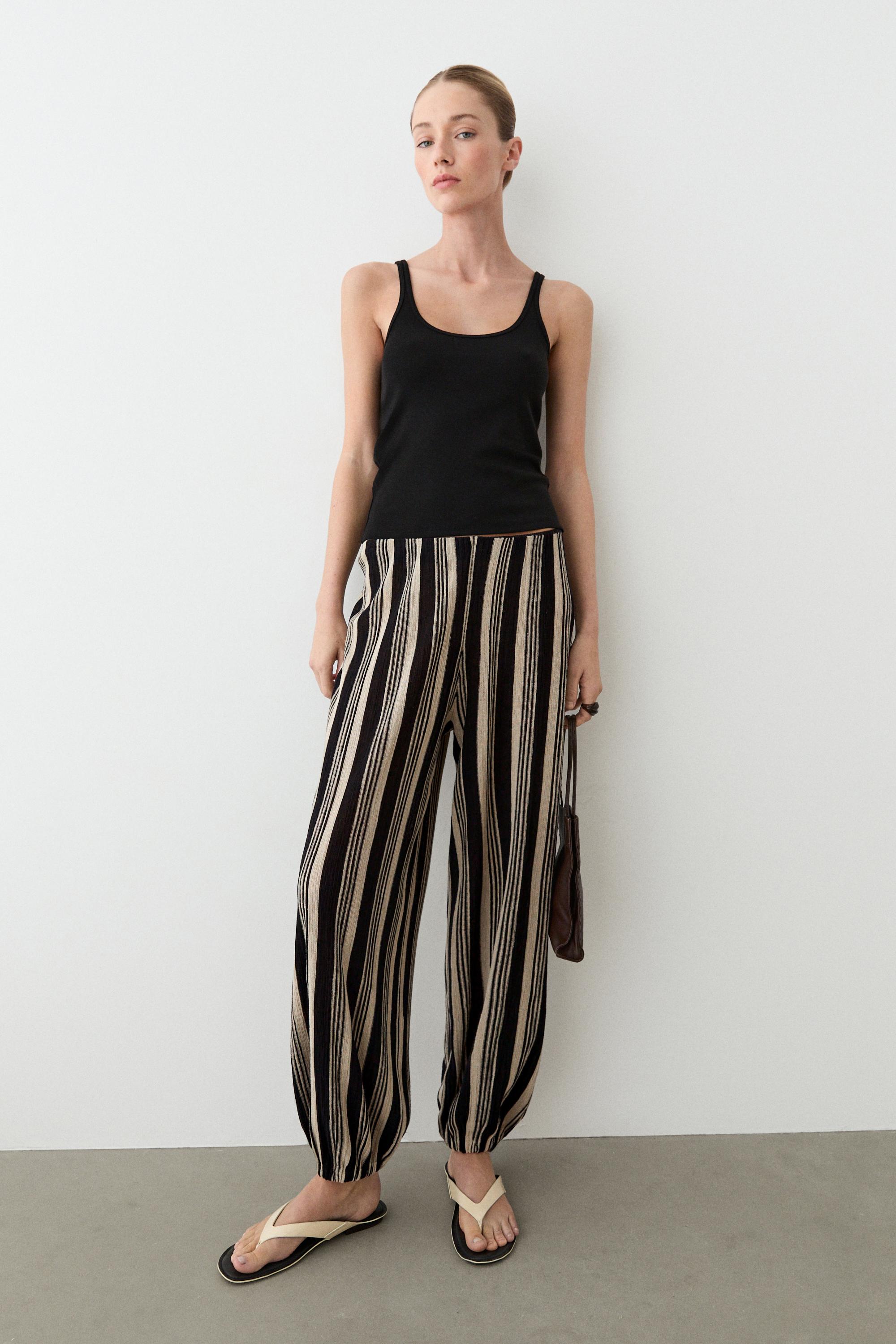 Strappy cotton blend top — BLACK