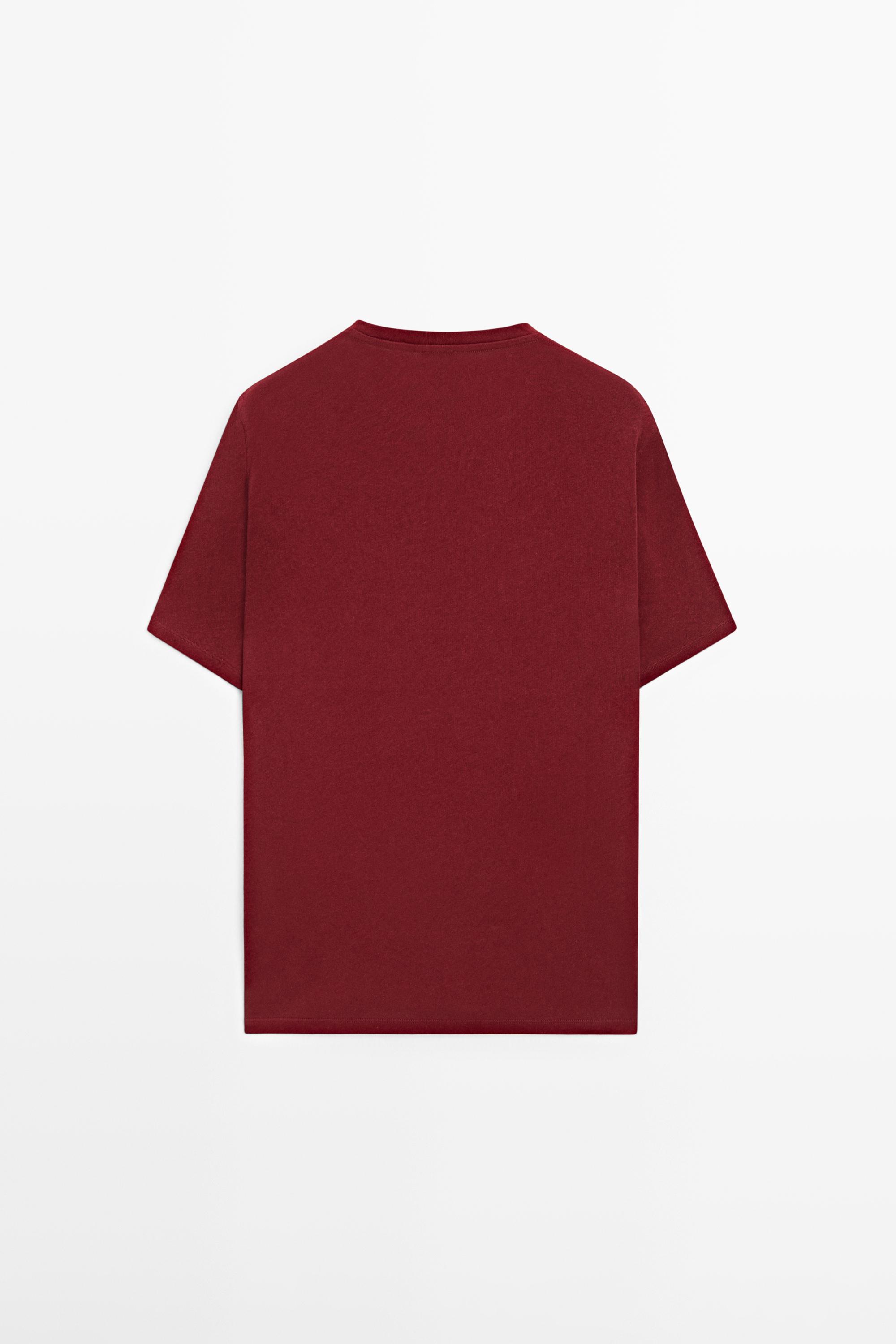 Short sleeve linen and cotton T-shirt — RED