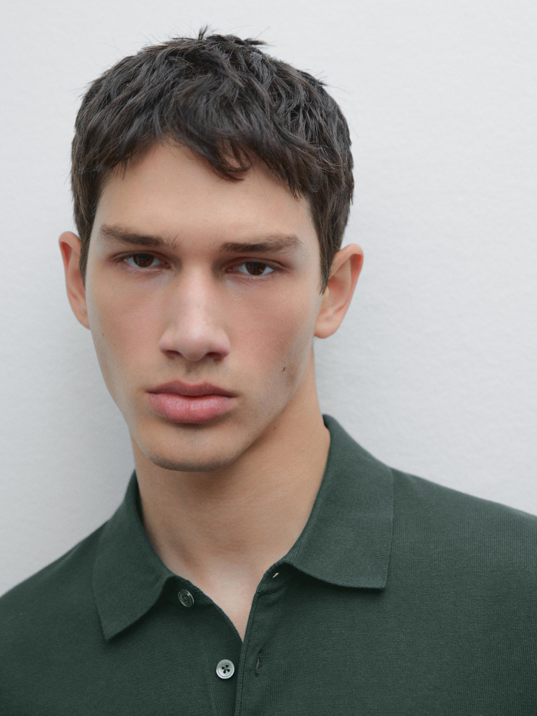 Short sleeve cotton polo sweater