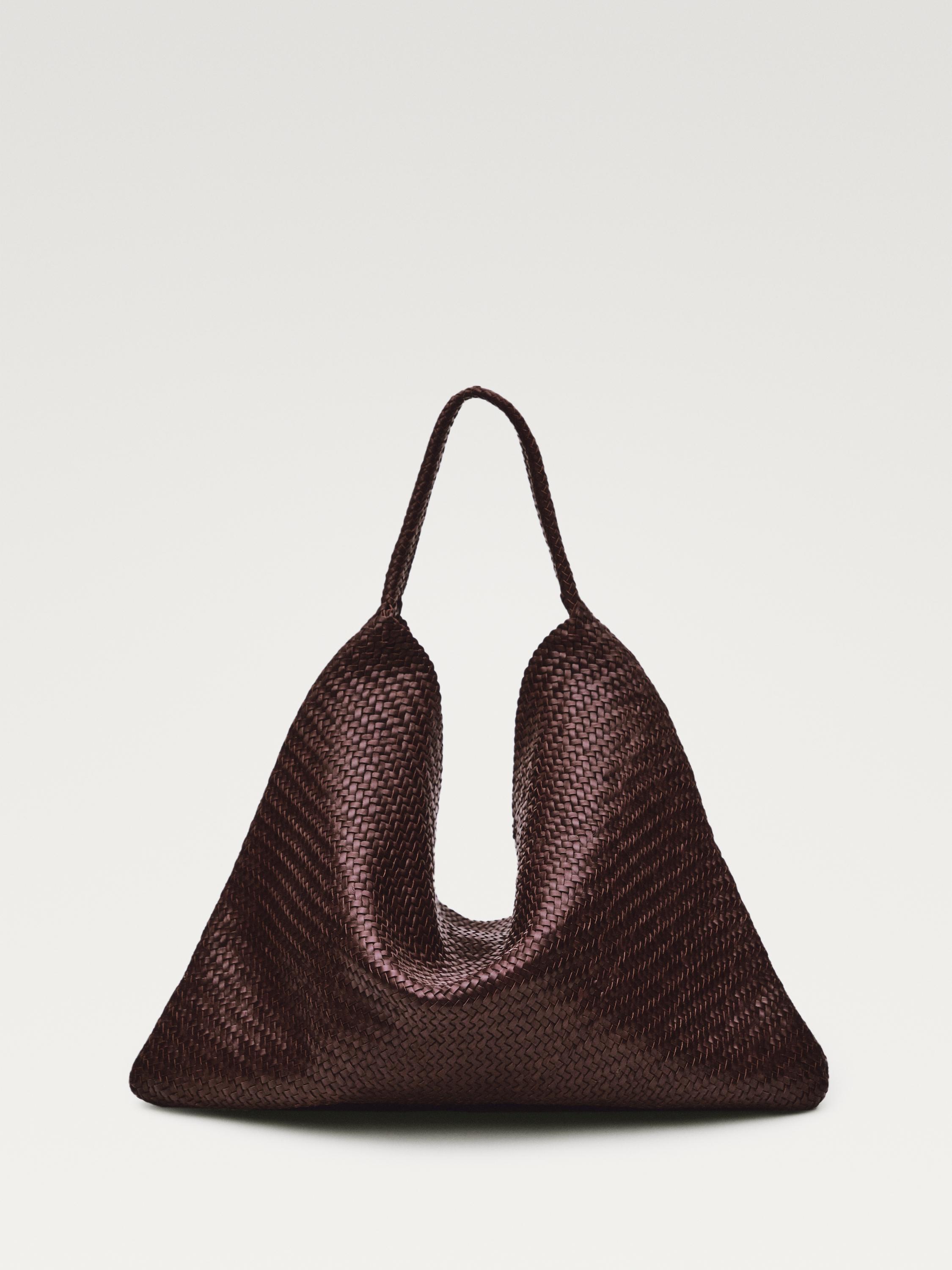 Nappa leather woven maxi tote bag