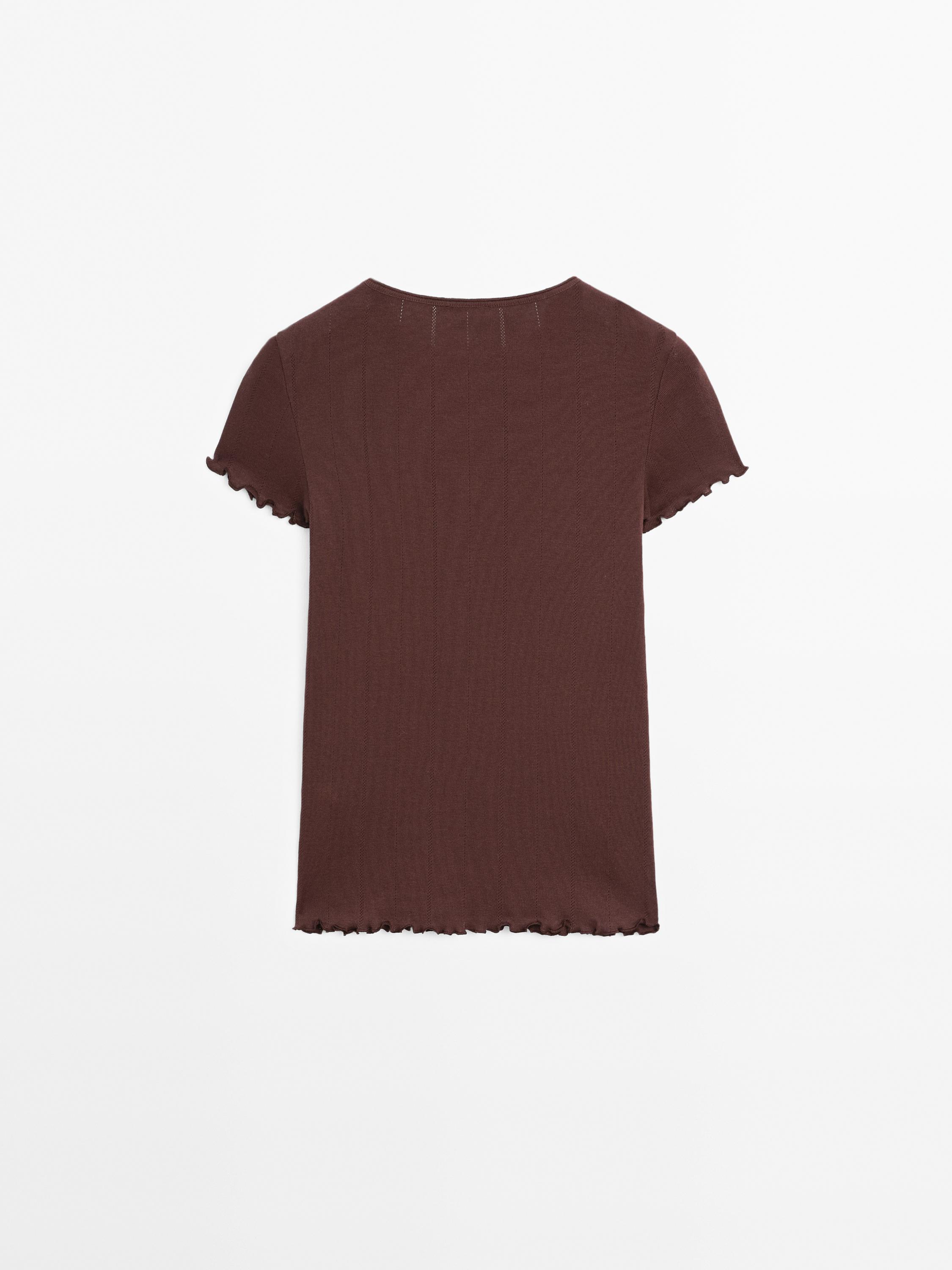 Camiseta pointelle rib ondulado algodón