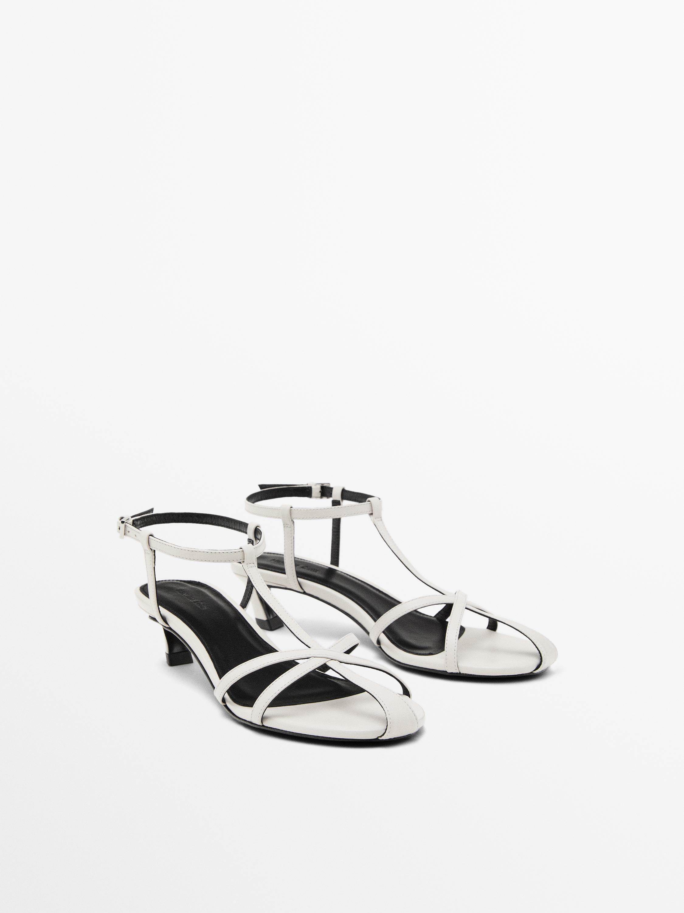 Sandale toc barete piele