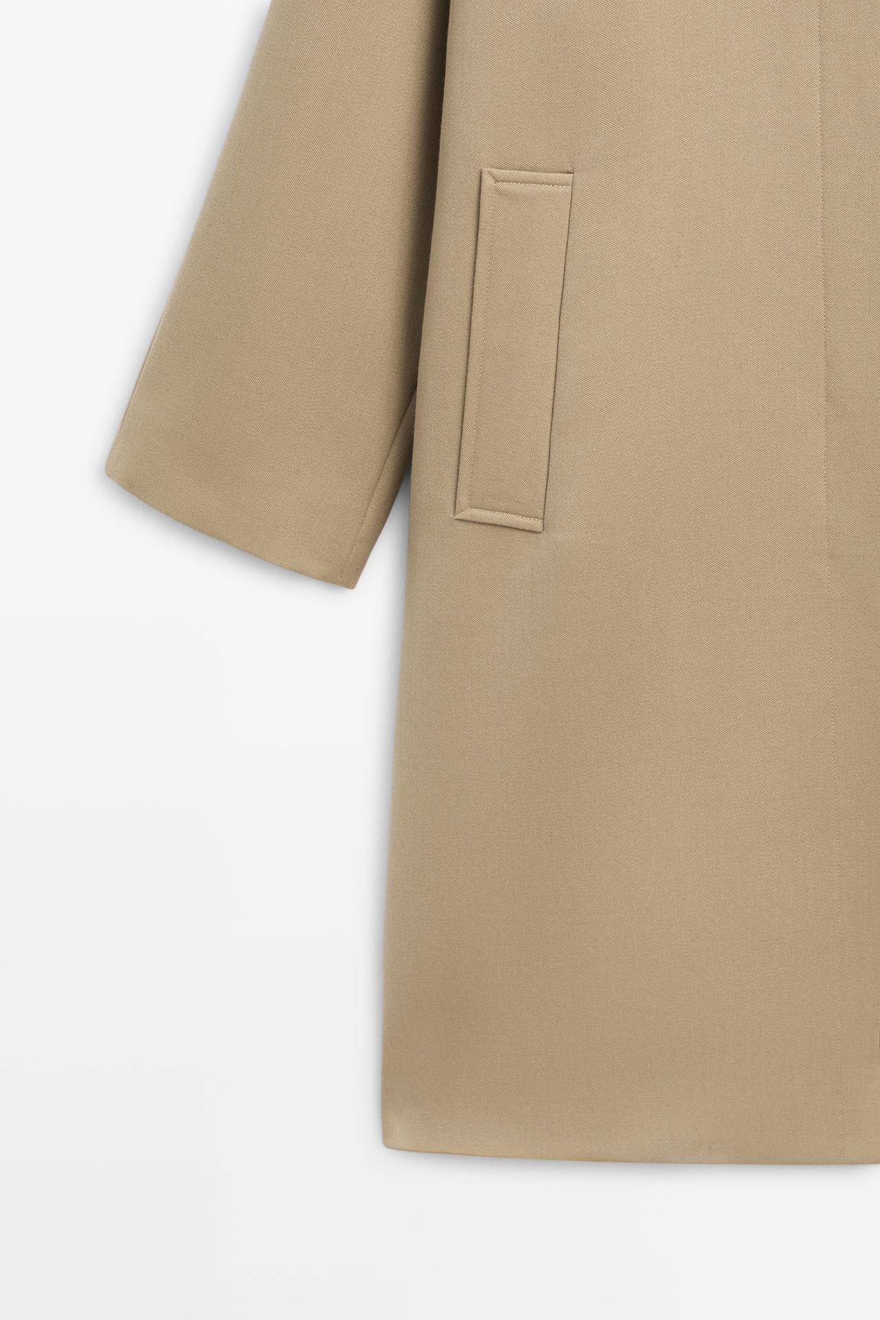 100% wool raglan sleeve coat — BEIGE
