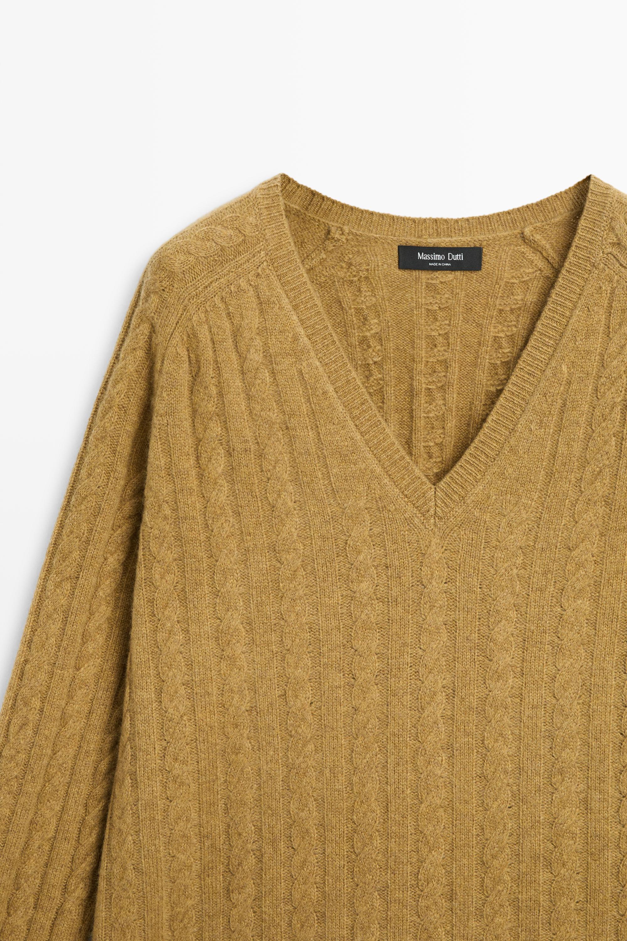 Wool blend cable-knit sweater — OIL