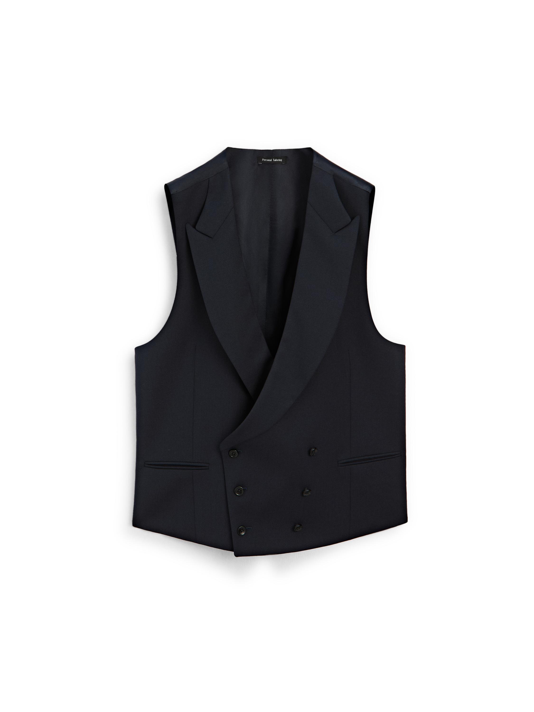 Cool wool blend suit waistcoat — NAVY BLUE