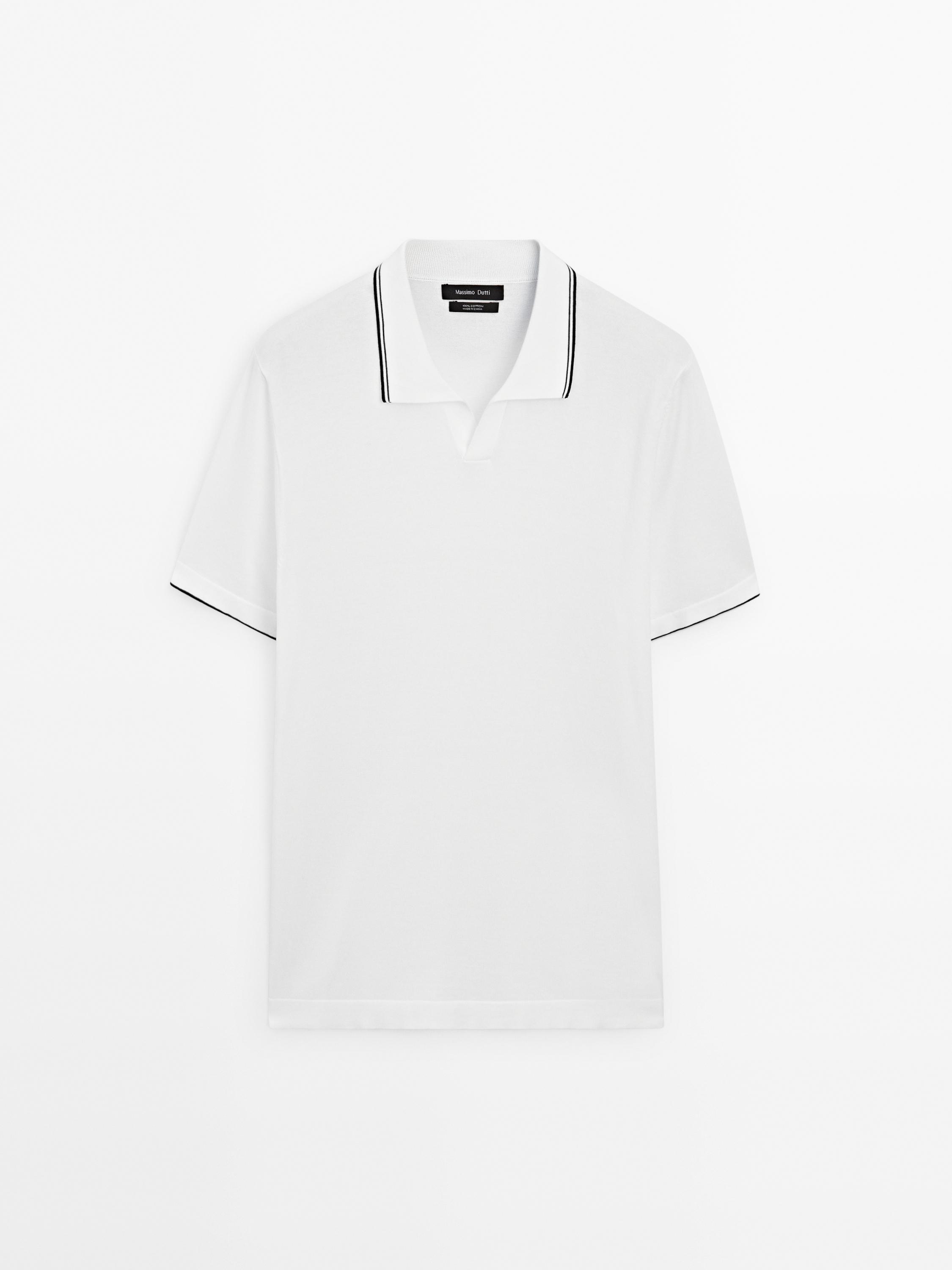 V-neck knitted polo shirt detail colour