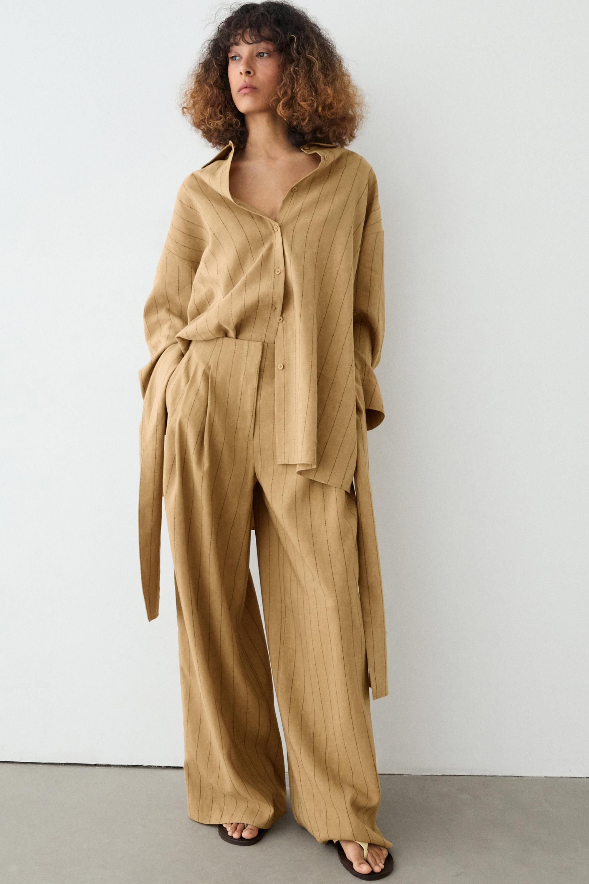Darted wide-leg trousers — MUSTARD YELLOW