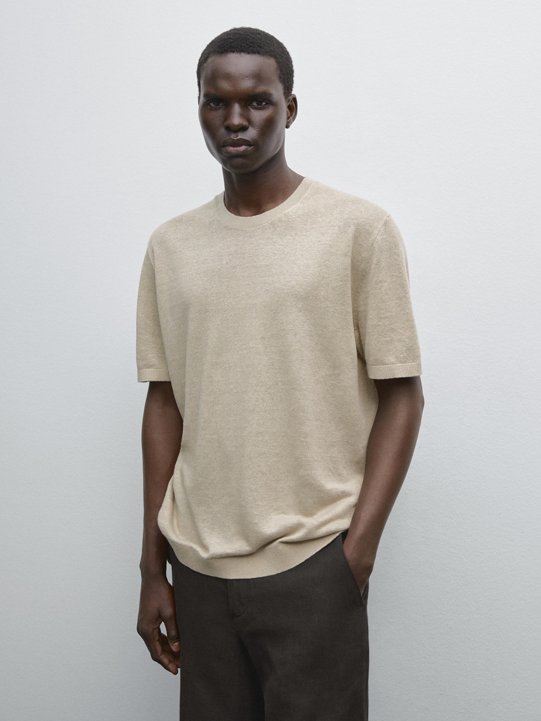 100% linnen tricot T-shirt met korte mouw
